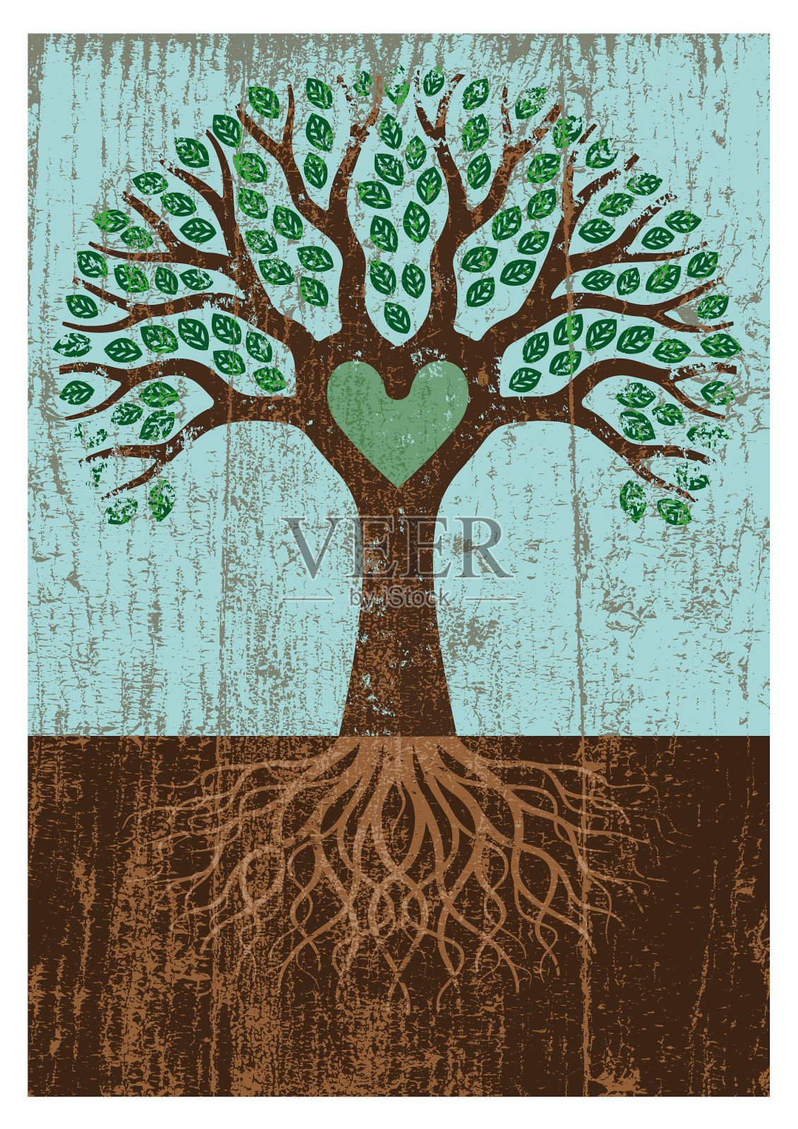 剥落的油漆垃圾心树插画图片素材