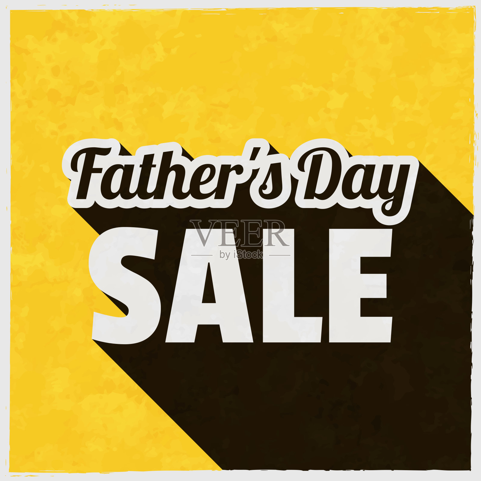 父亲节出售。图标与长阴影的纹理黄色背景插画图片素材