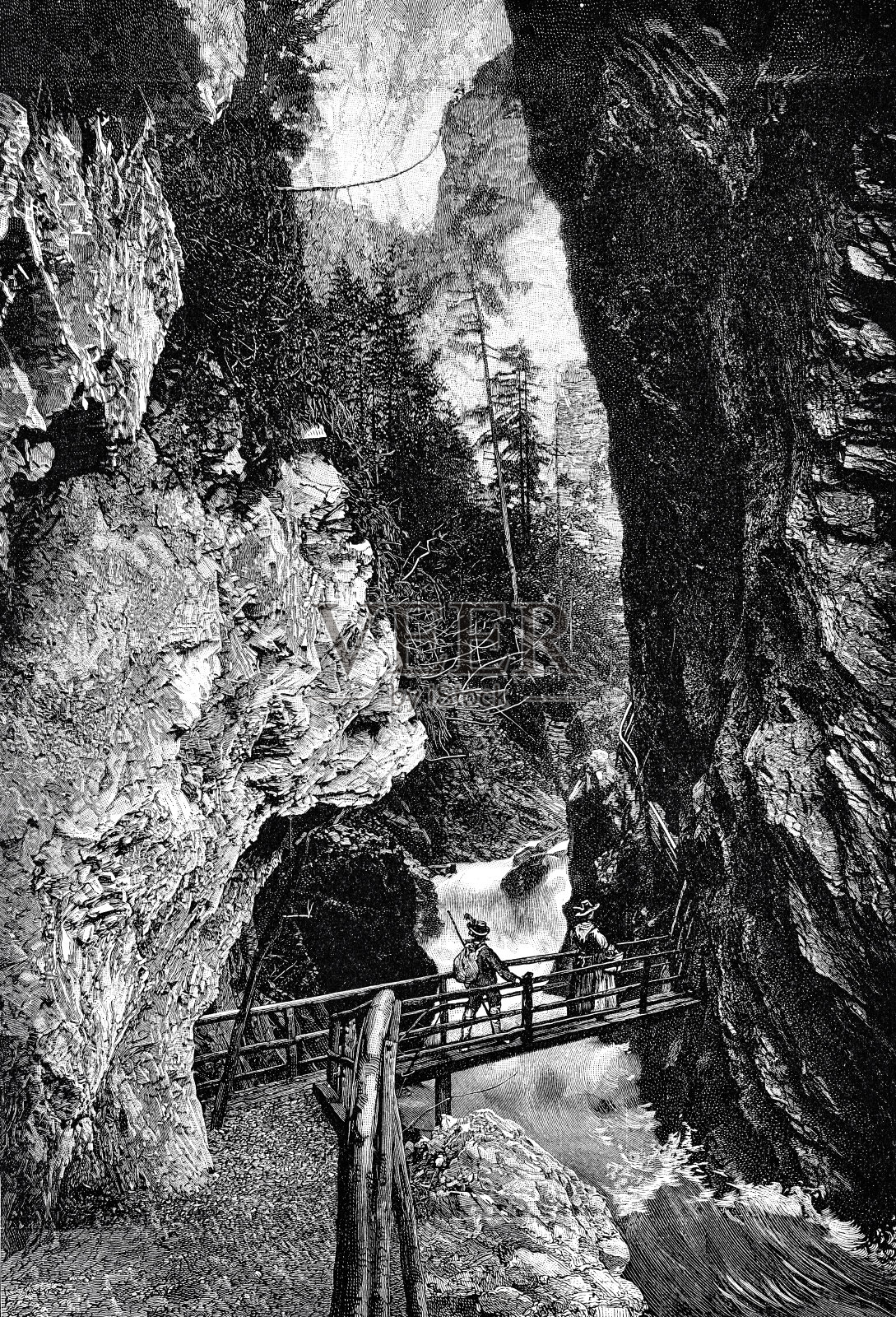 马高峡谷，萨尔茨堡，基齐拉克-克拉姆插画图片素材