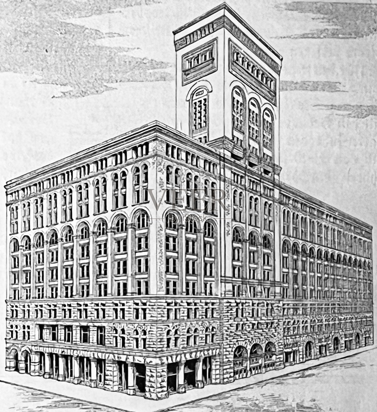 芝加哥礼堂建筑插画图片素材