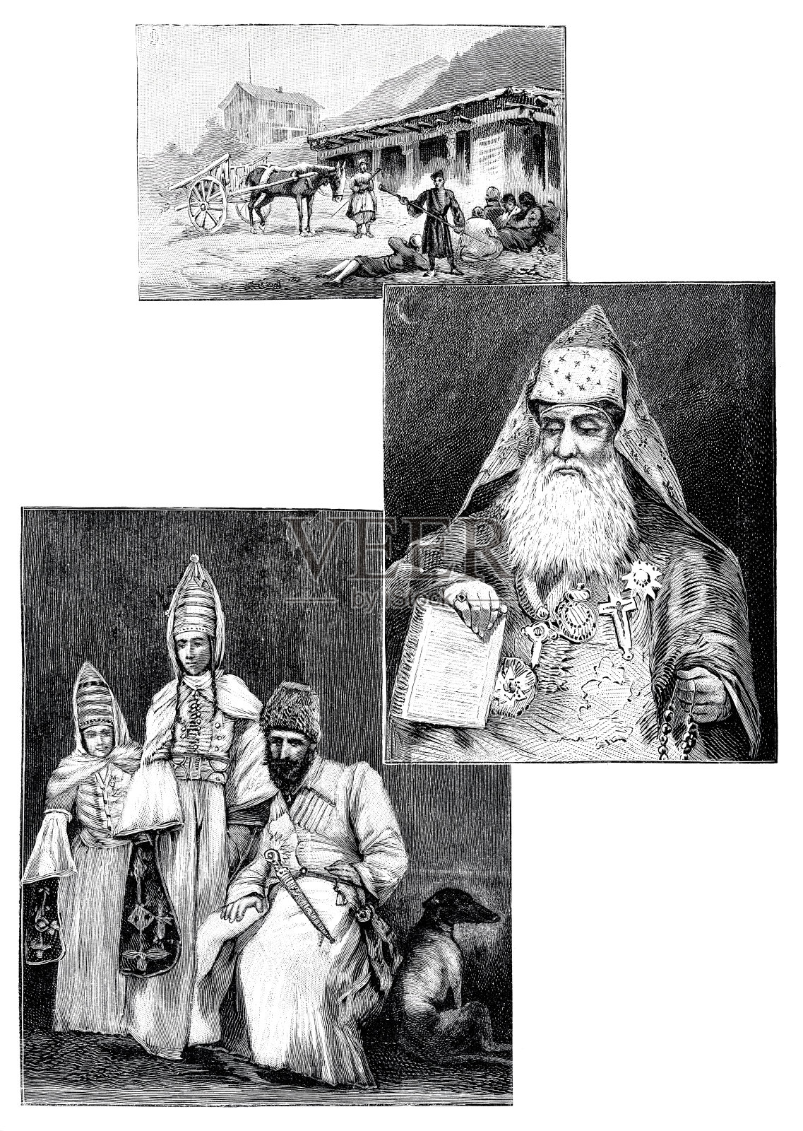 亚美尼亚主教和人民插画图片素材