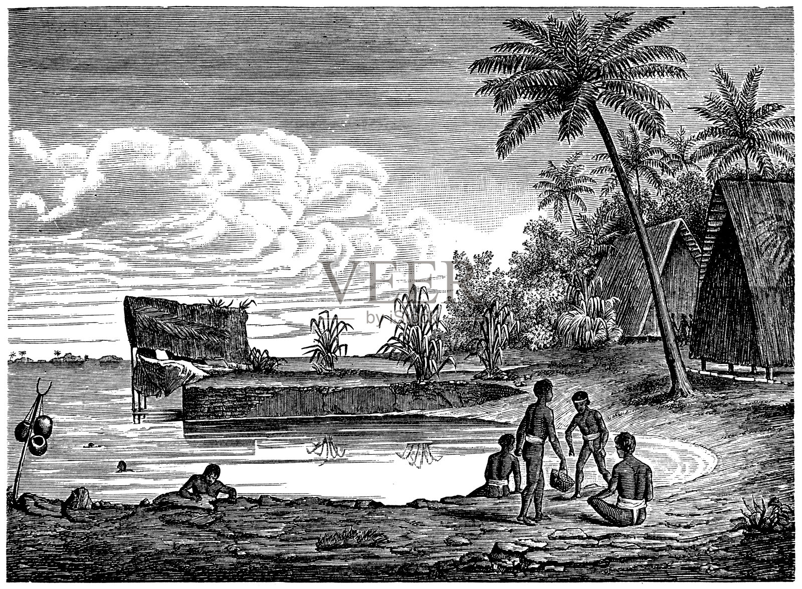 环礁的泻湖插画图片素材