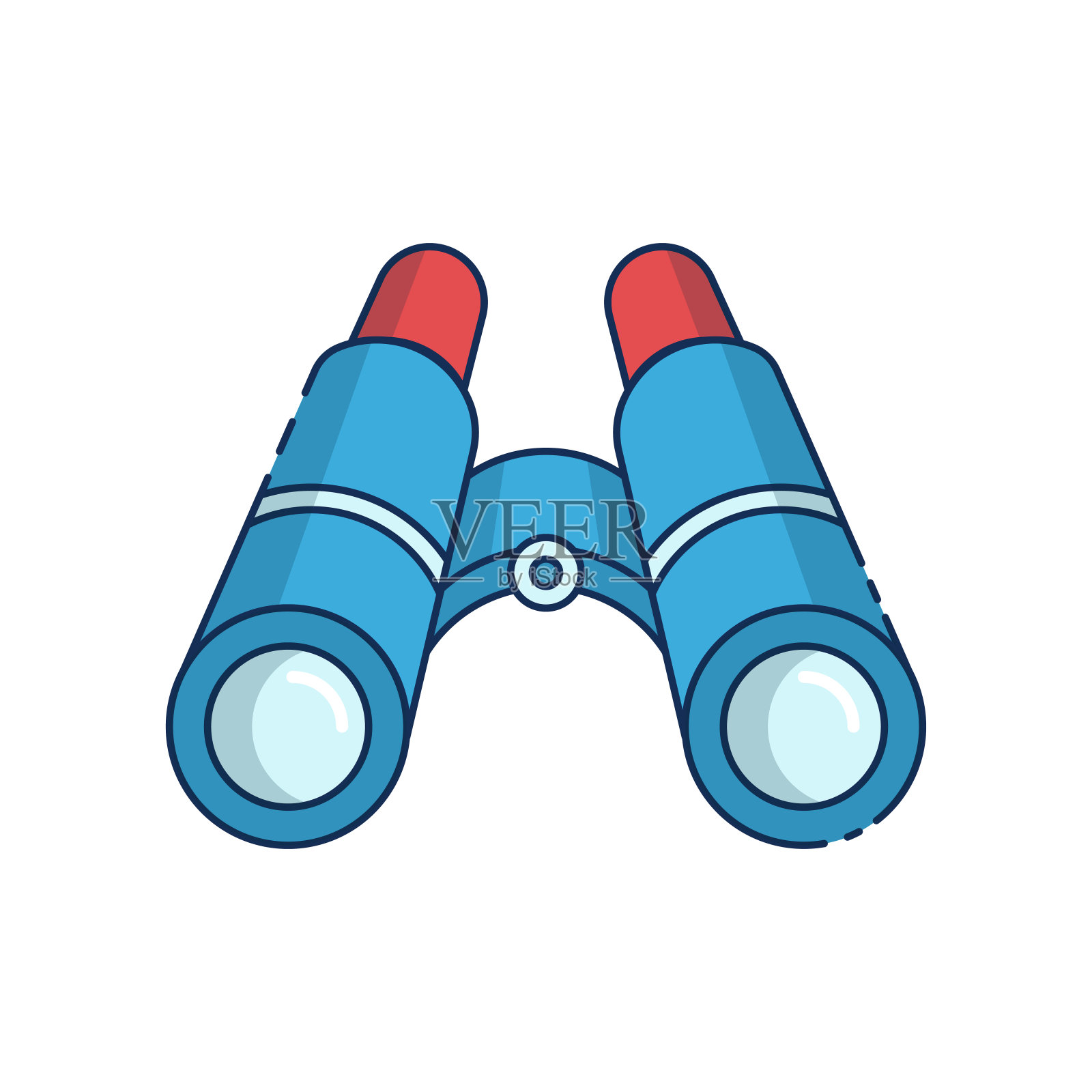 双筒望远镜颜色线图标。可编辑的中风。插画图片素材