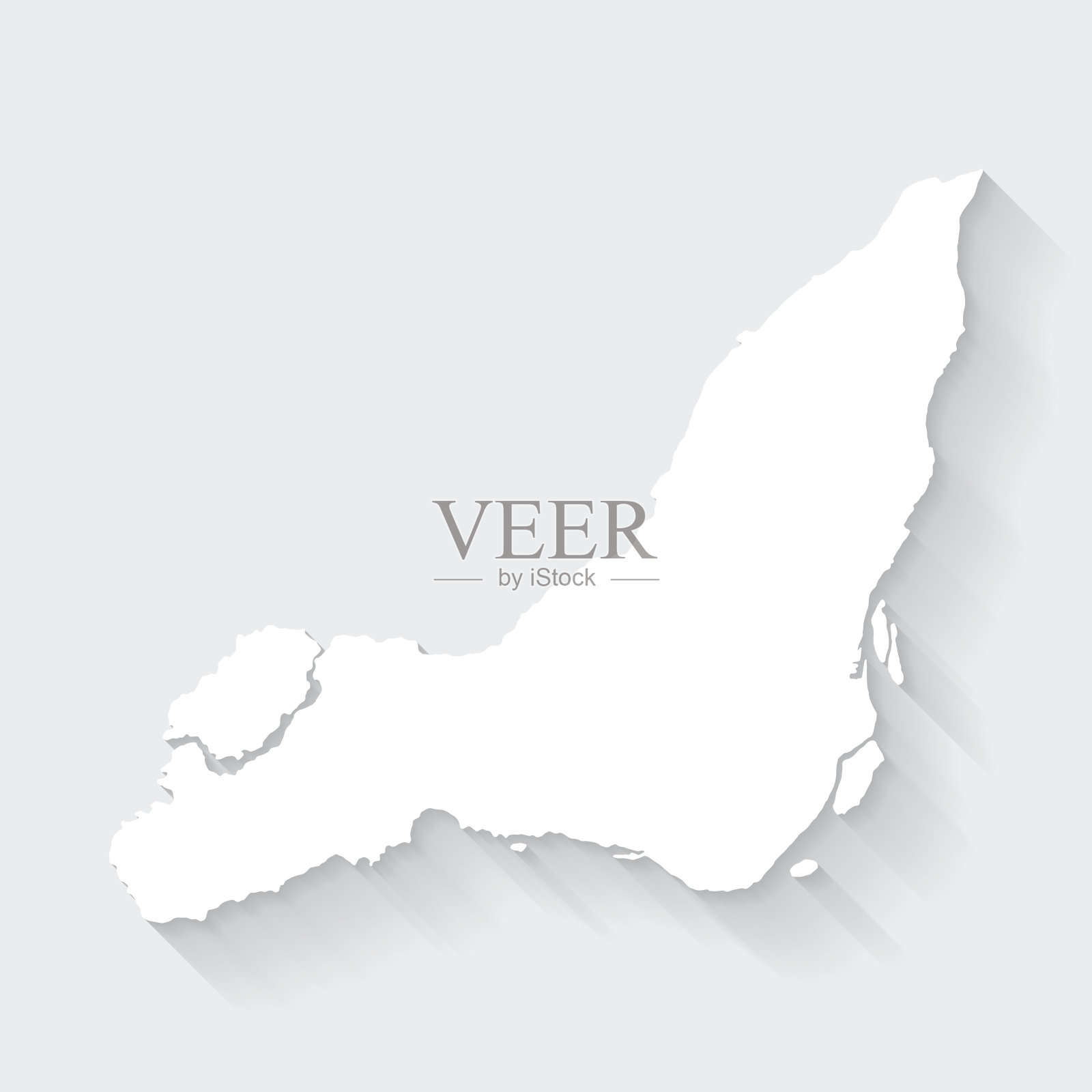 蒙特利尔岛地图与空白背景上的长阴影-平面设计插画图片素材