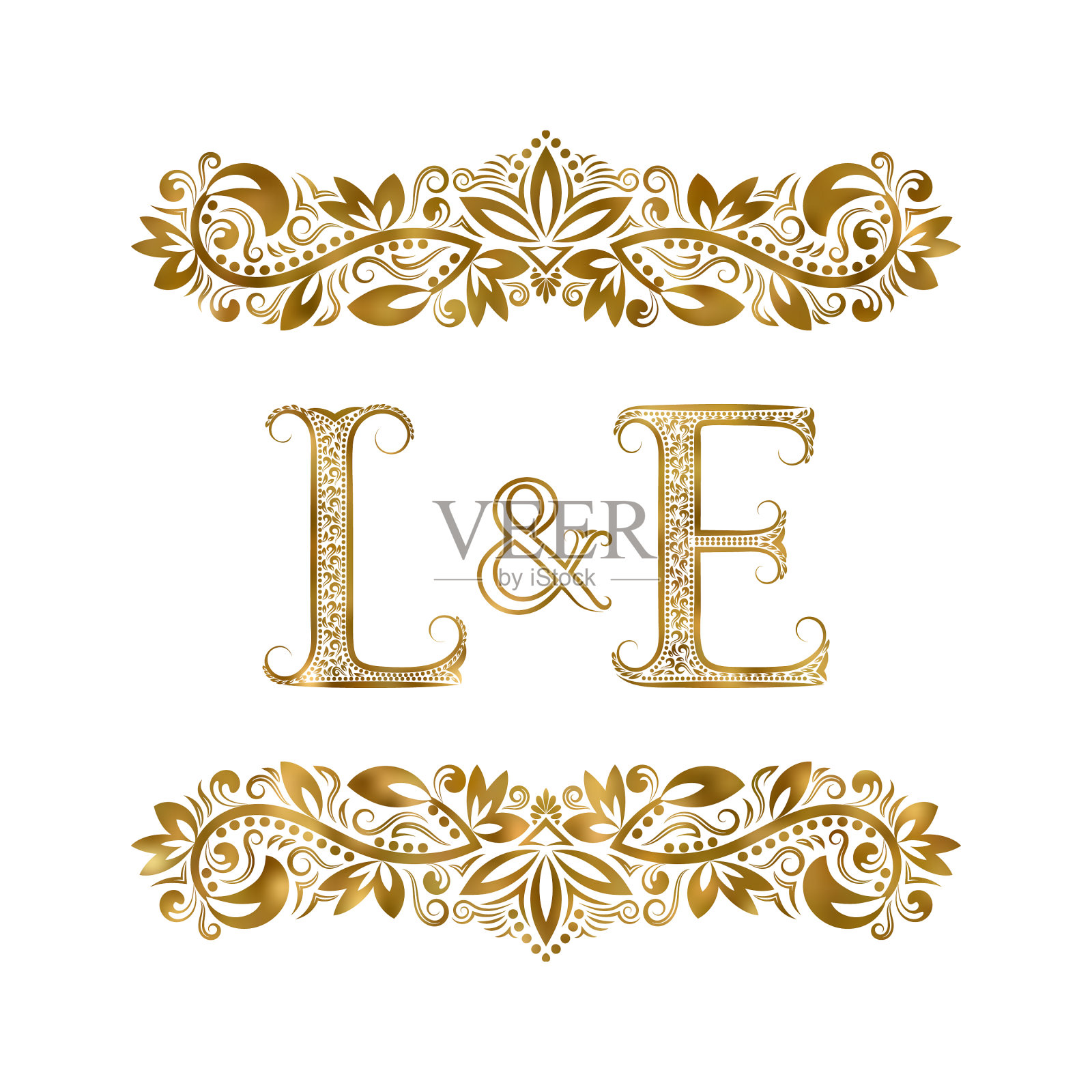 L和e复古的首字母标志字母插画图片素材
