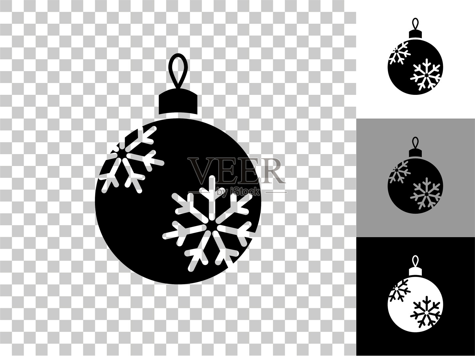 圣诞球图标在棋盘上透明的背景插画图片素材