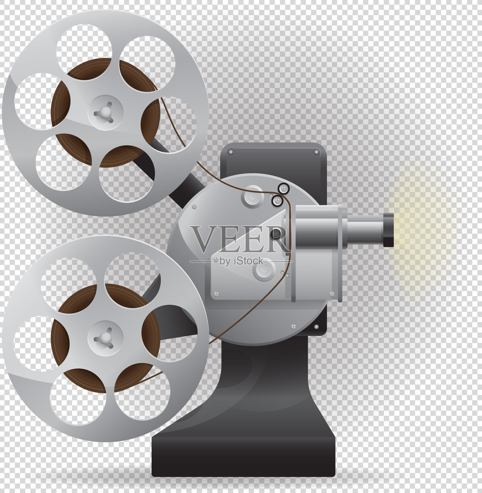 带有抽象光线的复古电影放映机插画图片素材