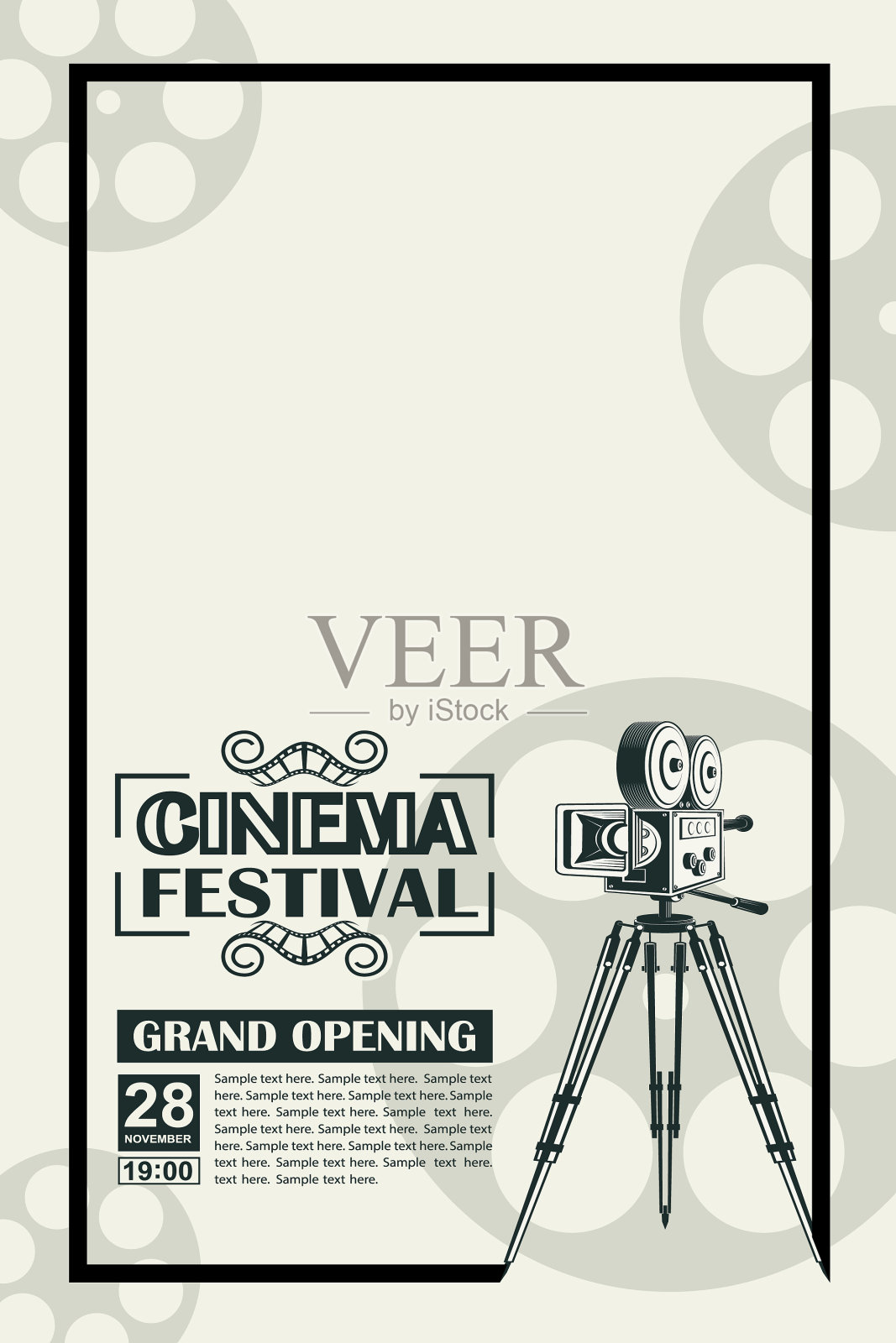 电影摄影机的海报插画图片素材