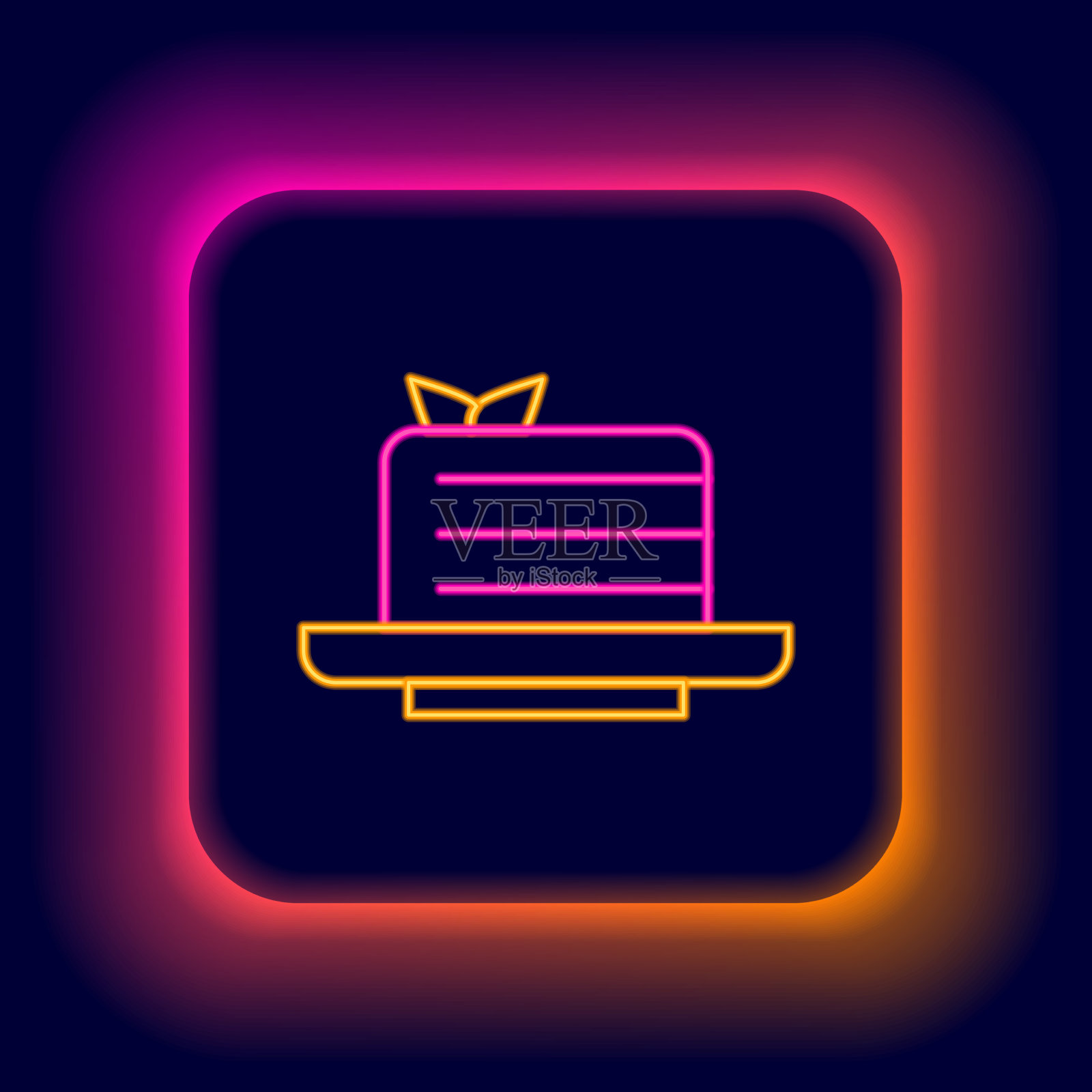 发光的霓虹灯线梅多维克图标孤立在黑色插画图片素材