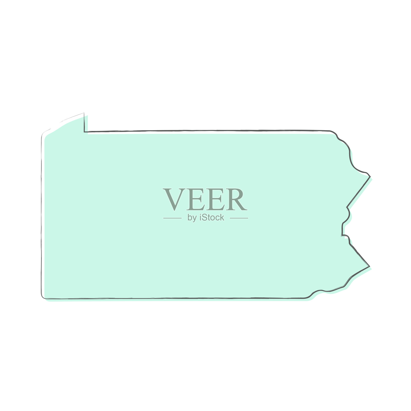 宾夕法尼亚州地图手绘在白色的背景-时尚的设计插画图片素材