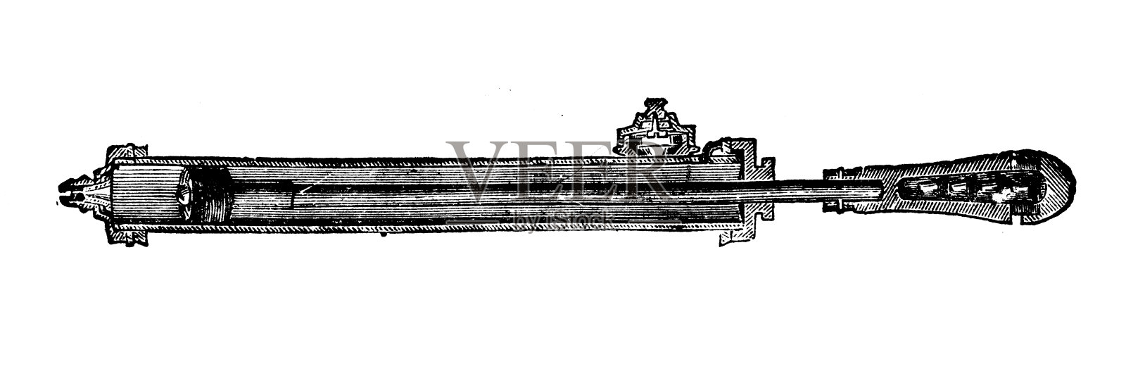 古董雕刻插图:“保护者”注射器插画图片素材