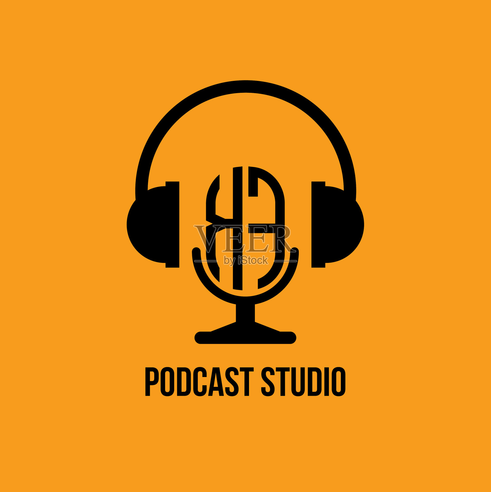 Kf字母耳机和麦克风风格插画图片素材