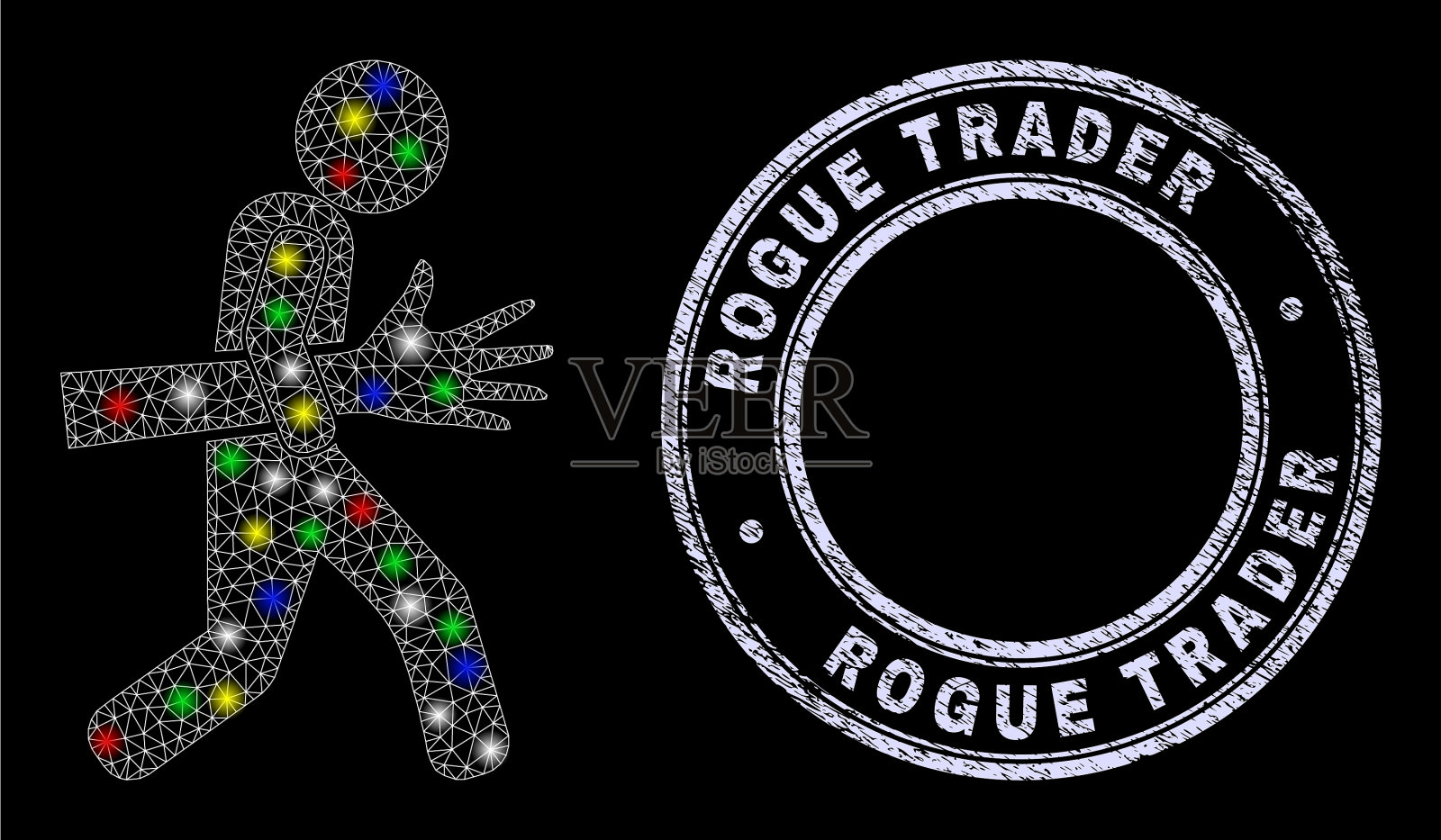 流氓交易员的印章和明亮的网络插画图片素材
