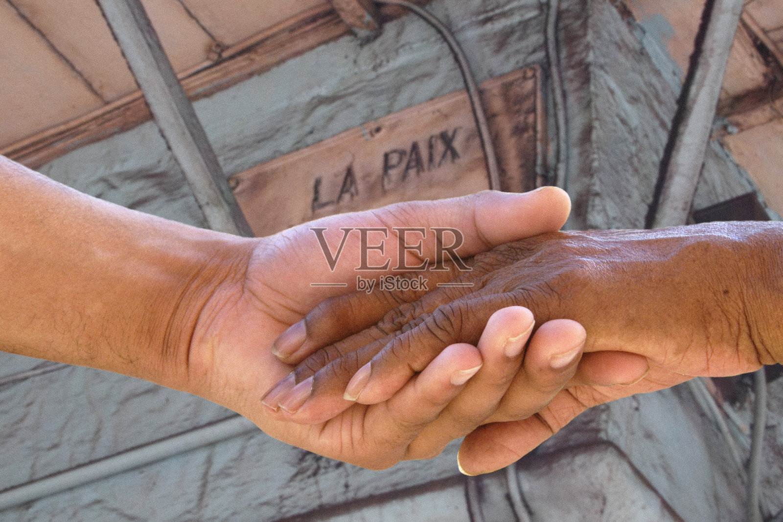 年轻人牵着老人的手照片摄影图片