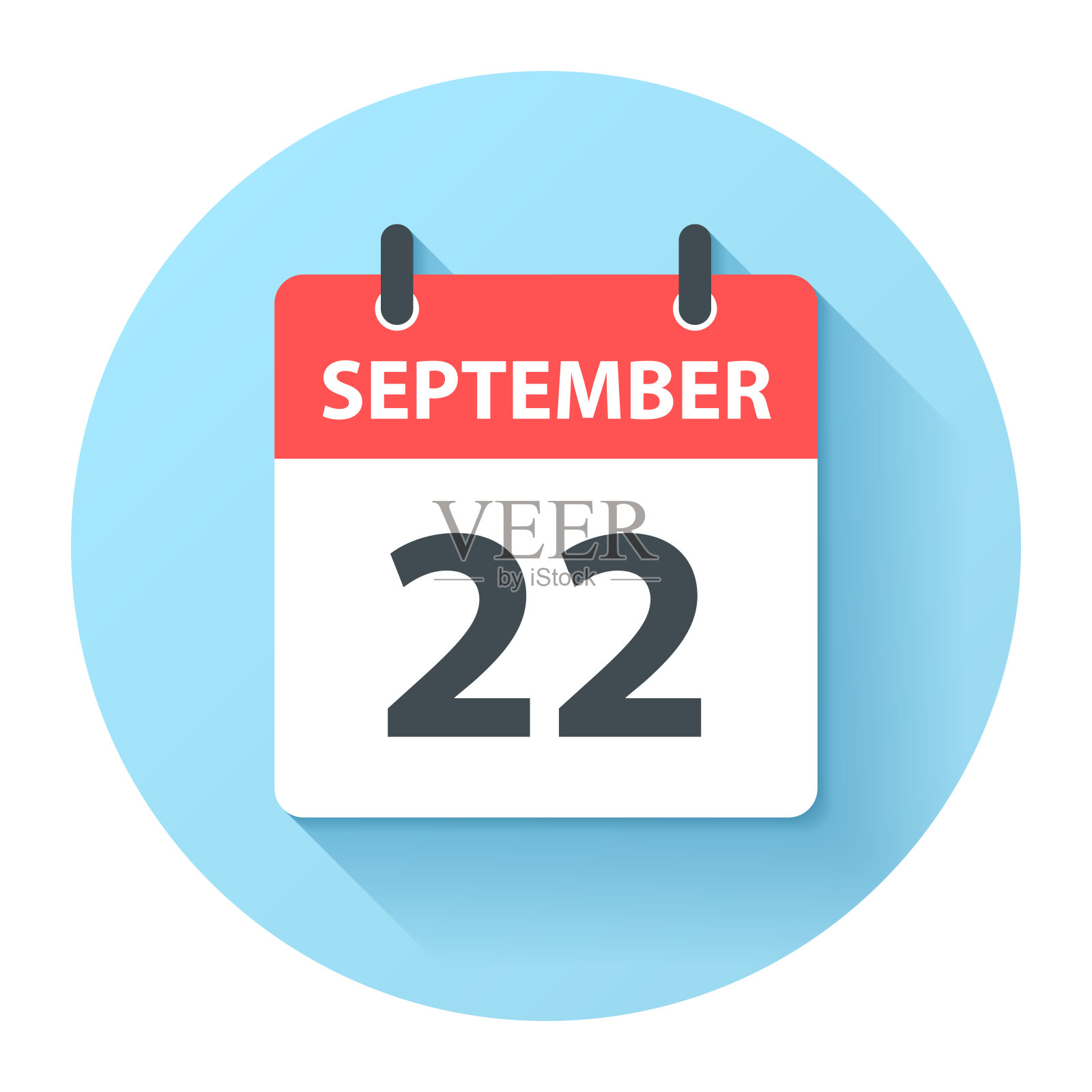 9月22日-圆形日日历图标在平面设计风格插画图片素材