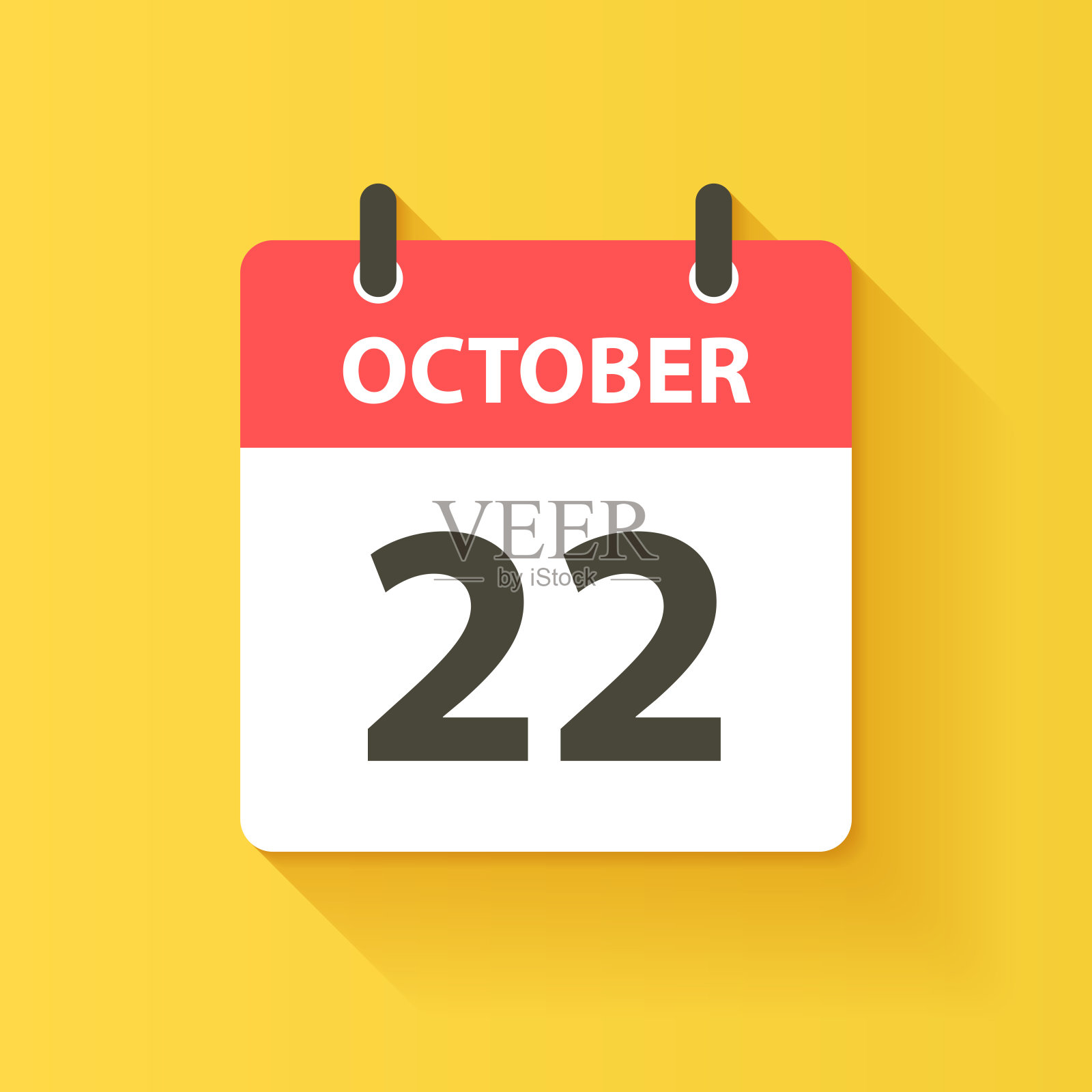 10月22日-日日历图标在平面设计风格插画图片素材