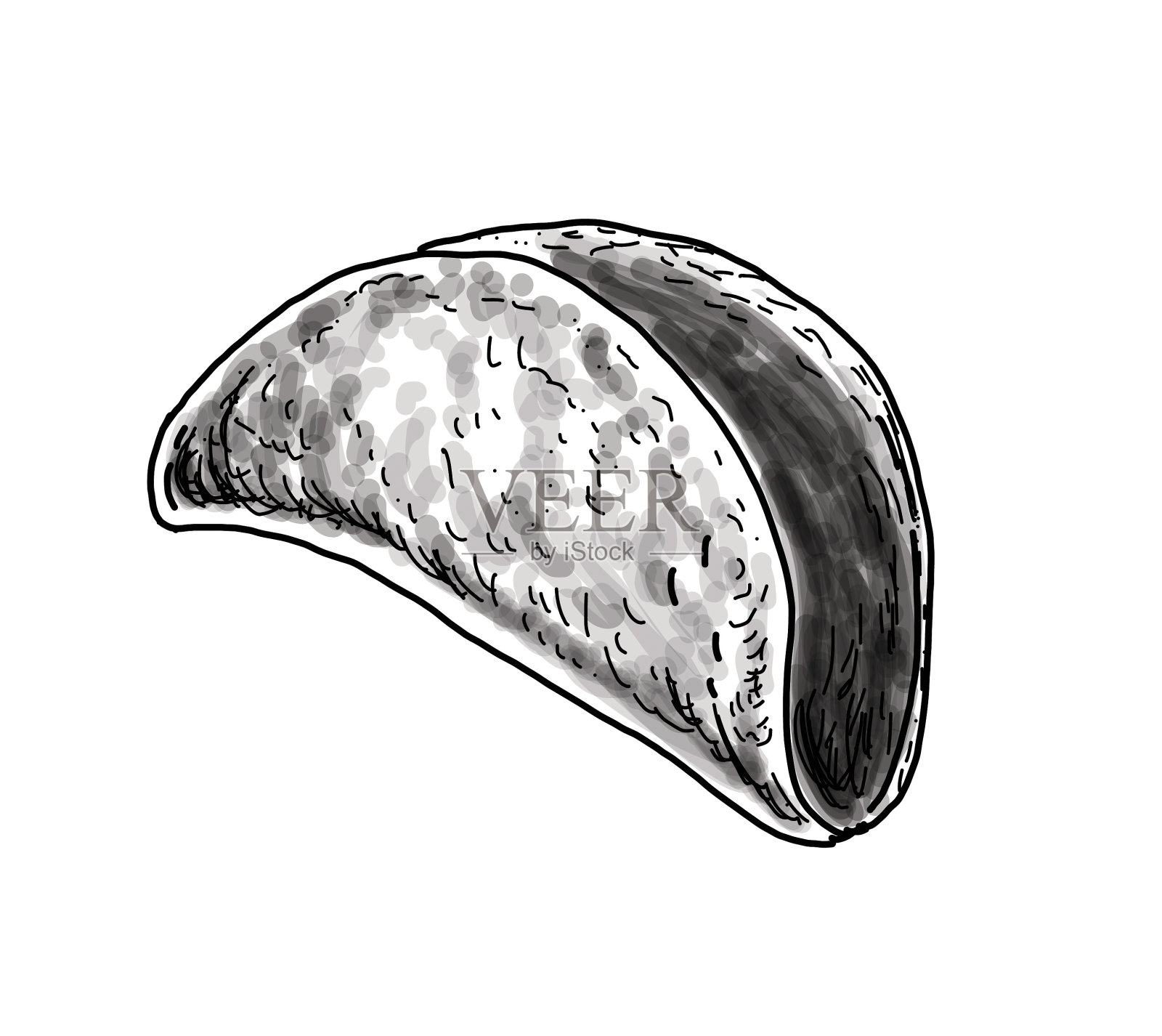 手绘塔可饼壳插画图片素材