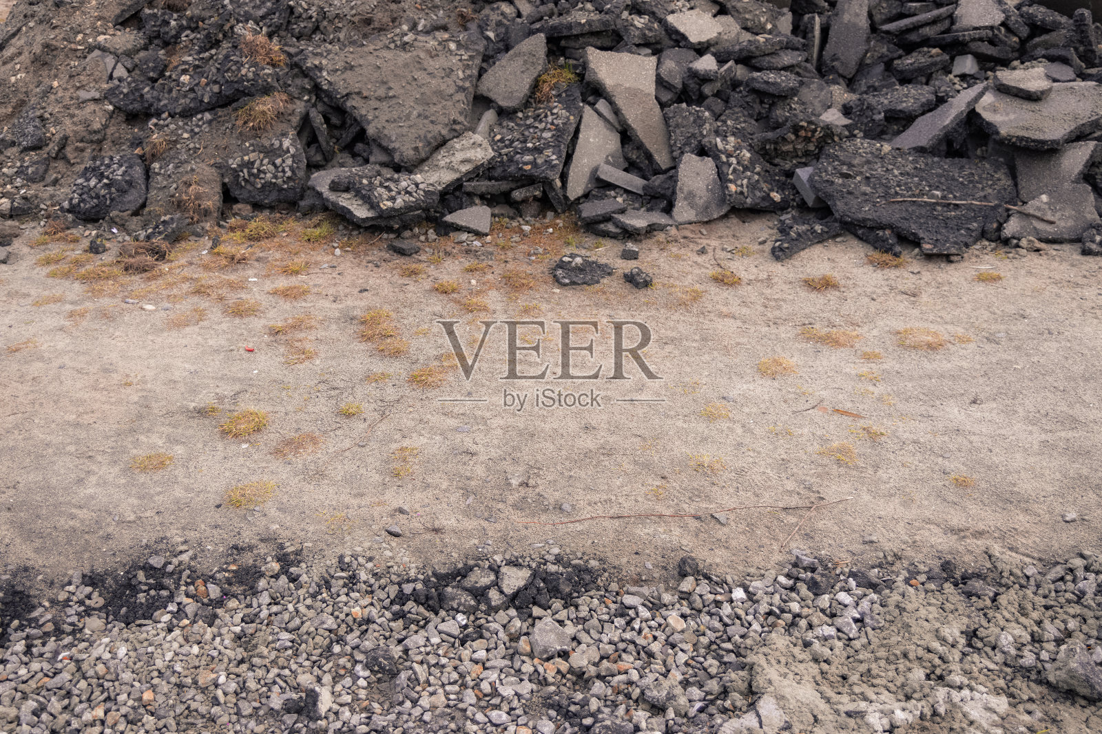 土工作空间硬石和砾石铺砌图案地面背景纹理表面的概念与复制空间的看法照片摄影图片