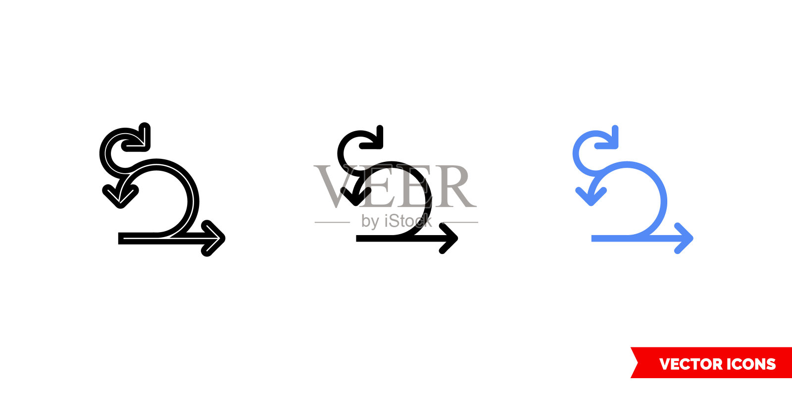 Sprint迭代图标有三种颜色、黑白、轮廓。孤立向量符号符号图标素材