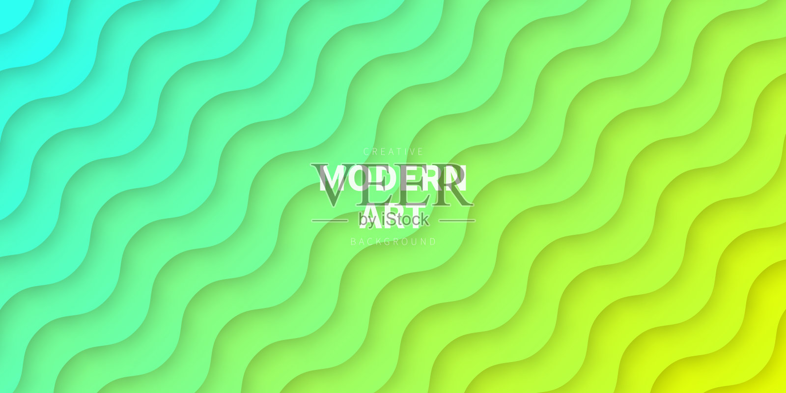 新潮的几何背景与绿色抽象波插画图片素材