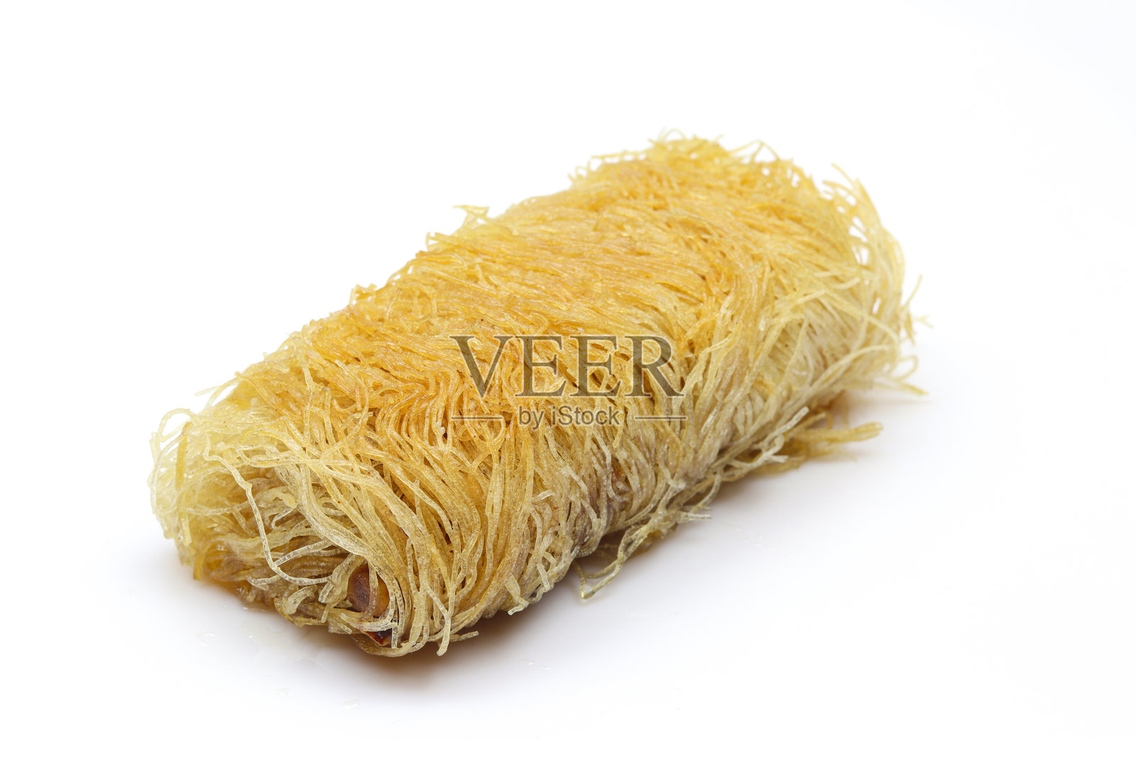 单一土耳其软糖卡达伊夫手指甜点孤立的白色背景照片摄影图片