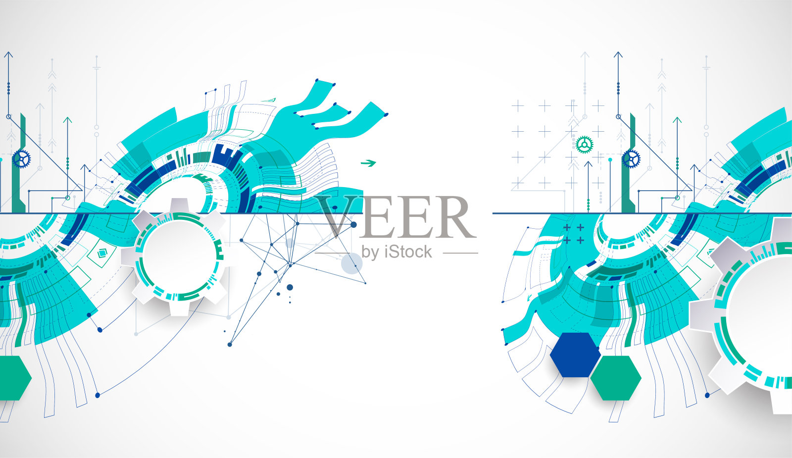 科技ART理念。抽象背景与丛状效果。插画图片素材