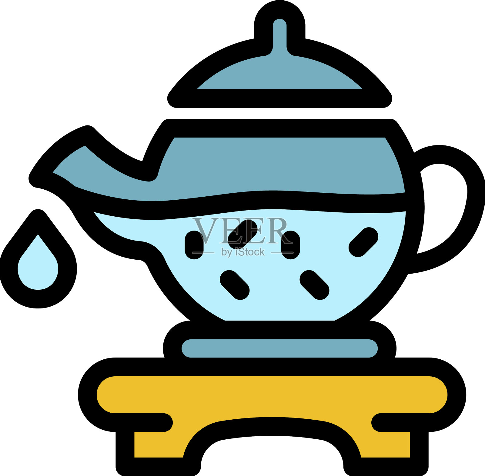 茶道图标颜色轮廓插画图片素材