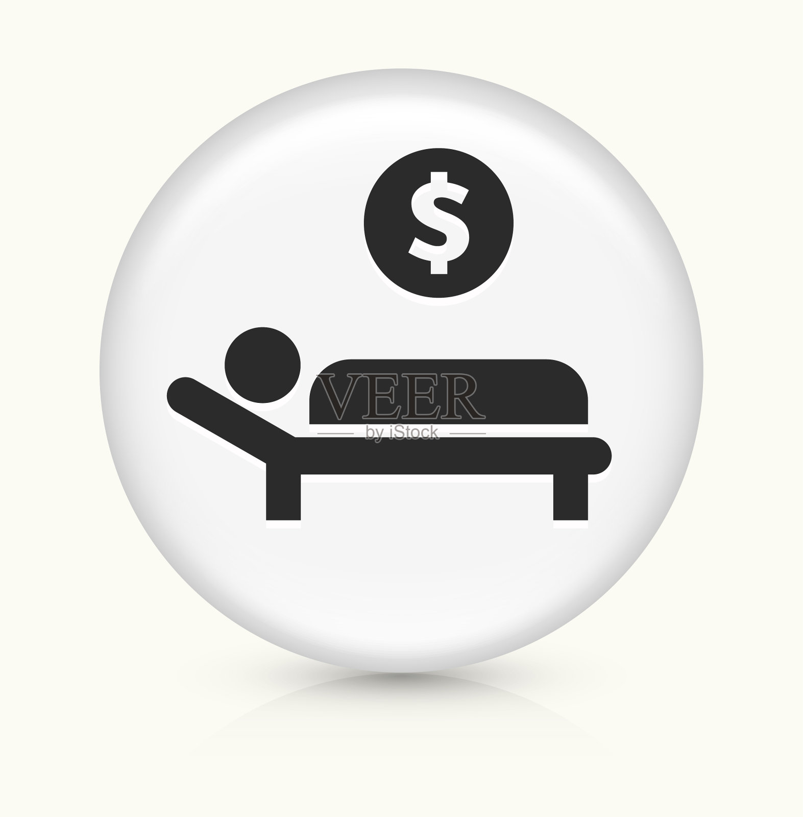 使用美元硬币的床上睡觉图标的成本插画图片素材