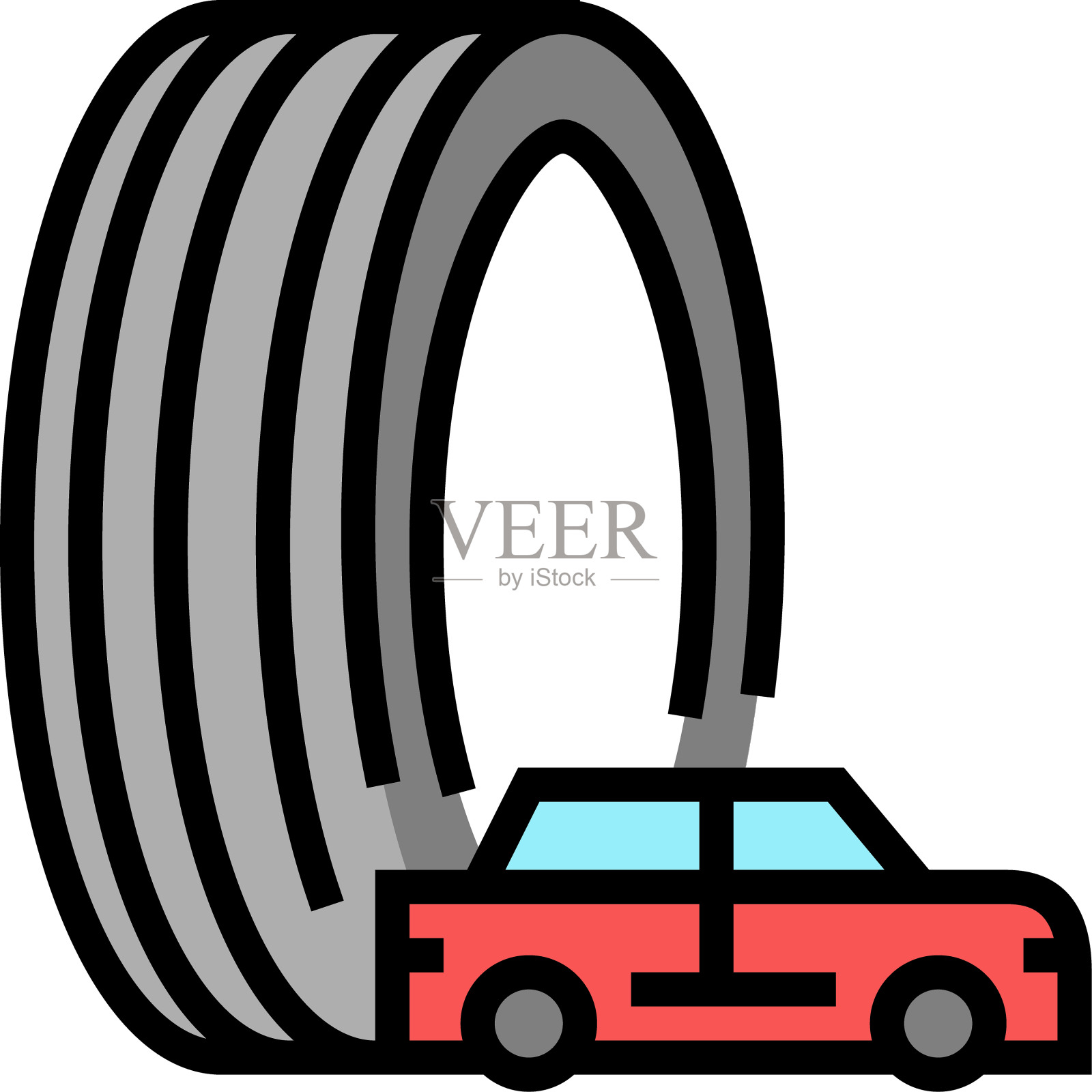 客车轮胎彩色图标设计元素图片