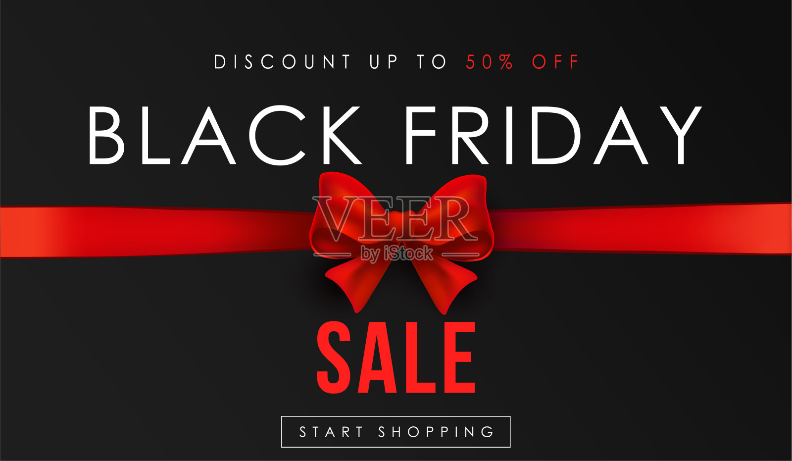 黑色星期五大减价，横幅，海报，标志。背景红丝带蝴蝶结。插画图片素材