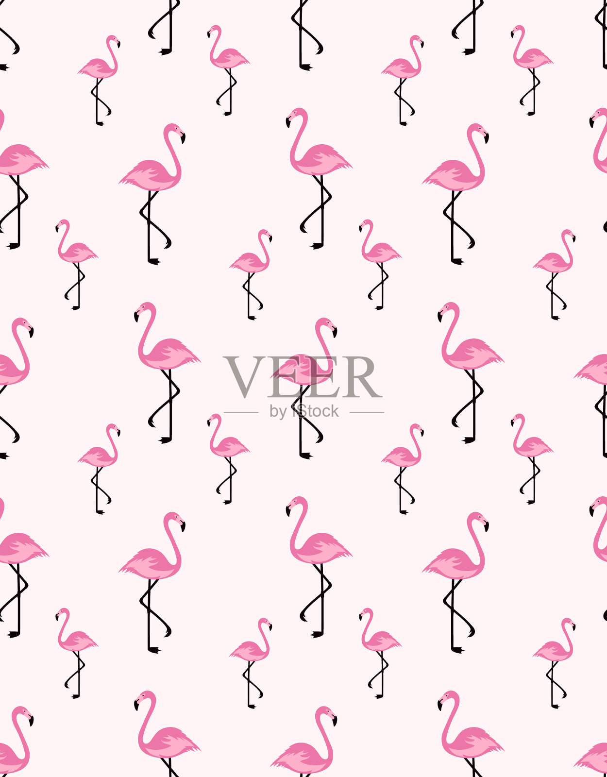 卡通火烈鸟无缝图案插画图片素材