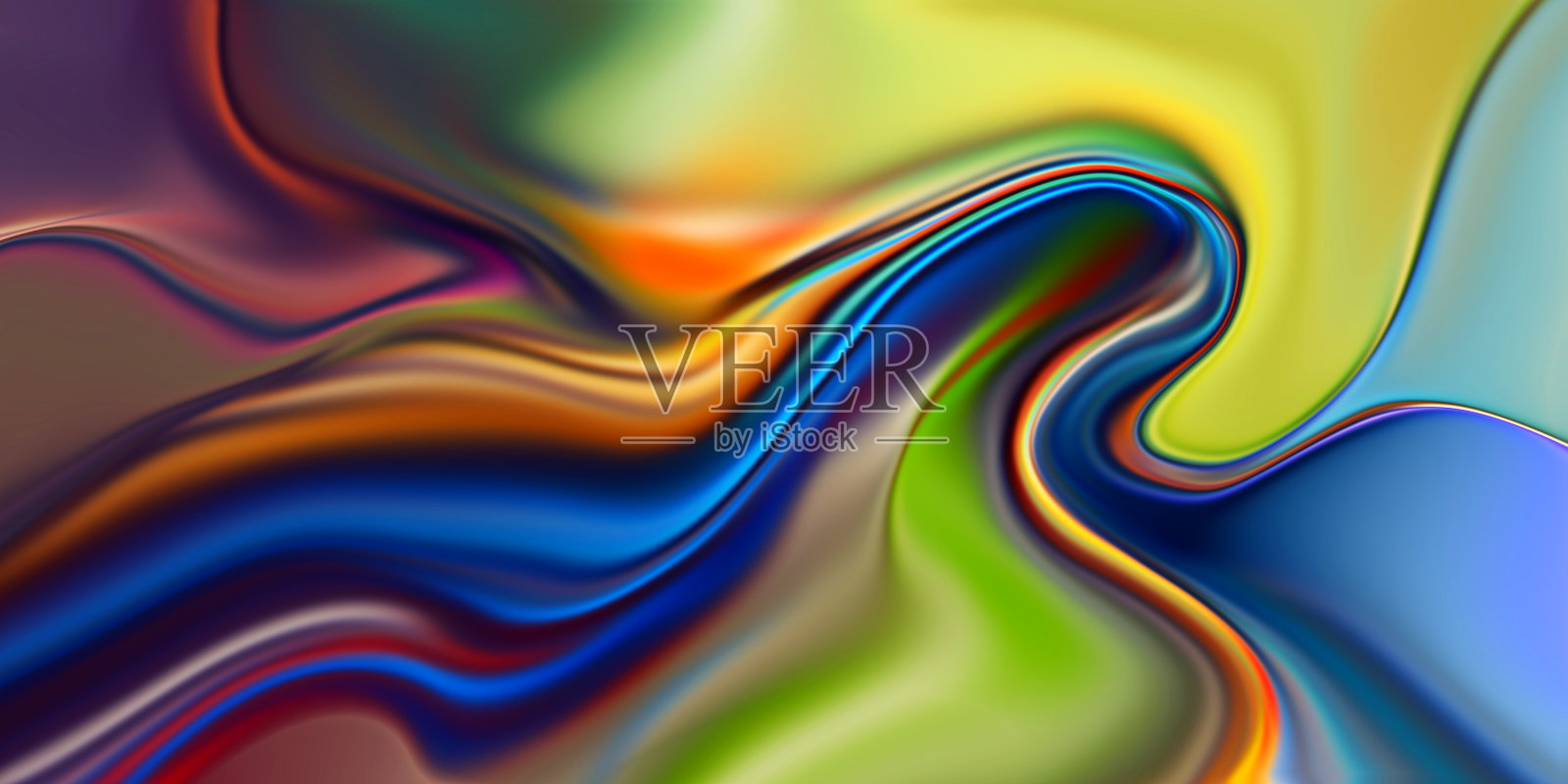 现代彩色流动海报。波浪液体形状彩色背景。插画图片素材