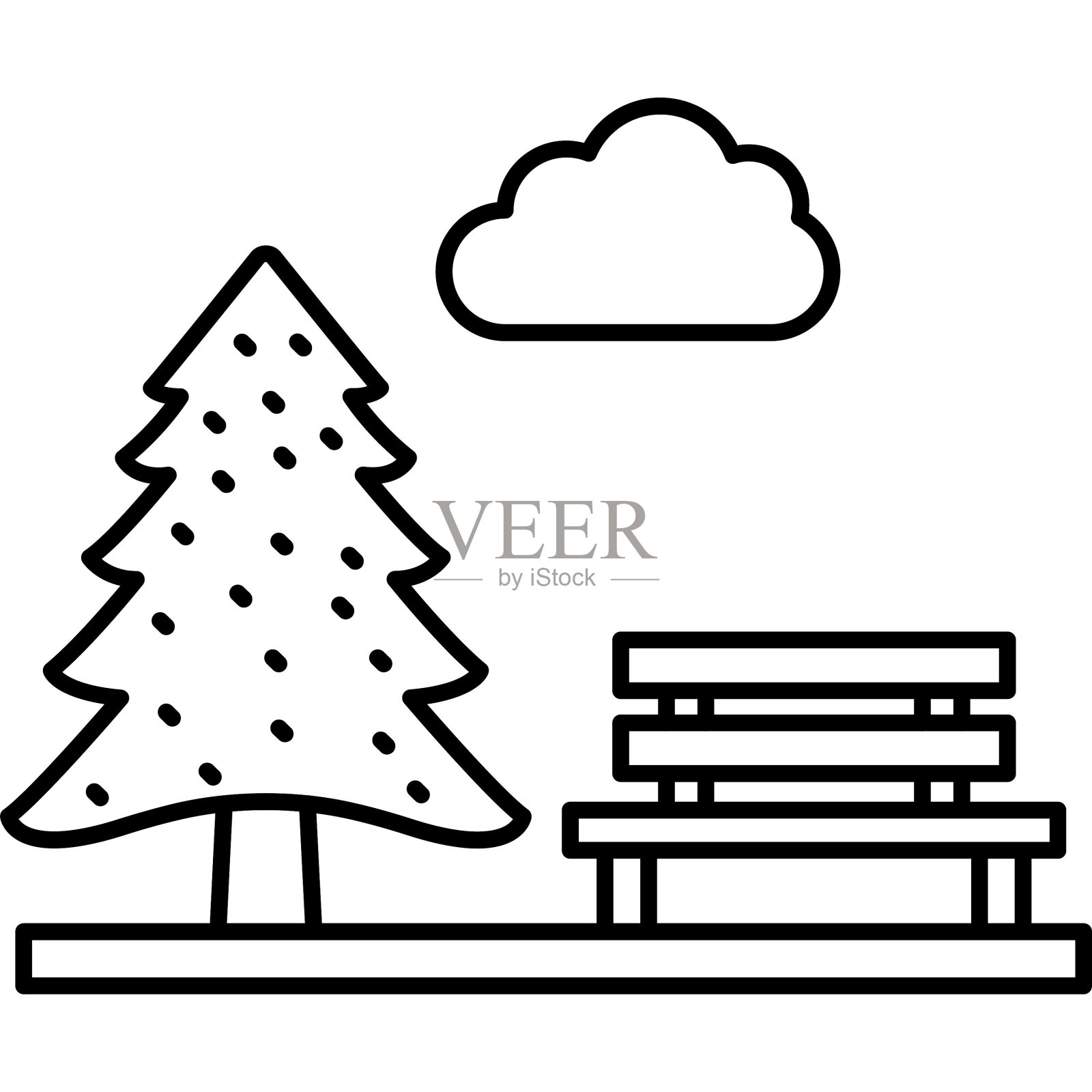 公园隔离矢量图标，可以很容易地修改或编辑插画图片素材