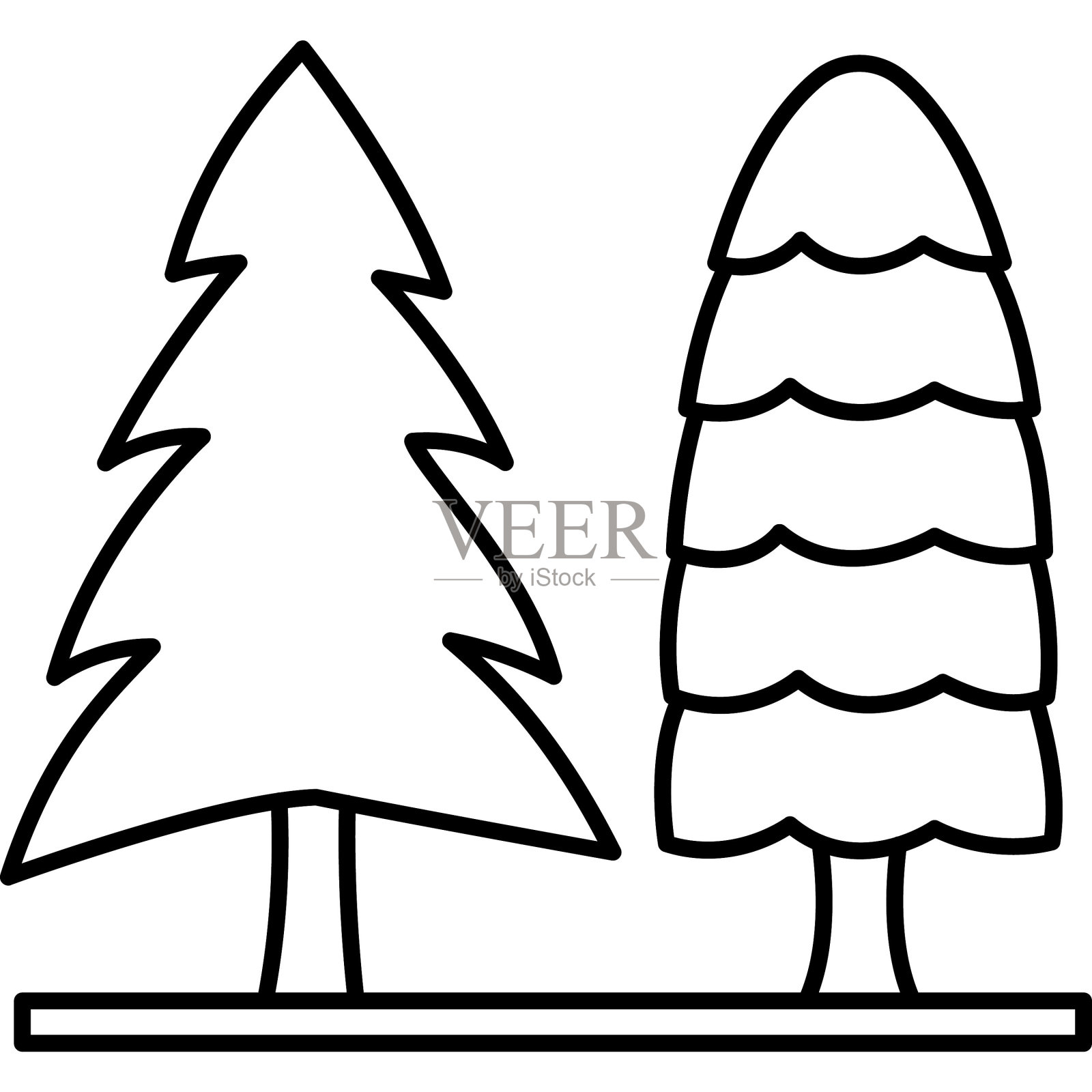 松树隔离矢量图标，可以很容易地修改或编辑插画图片素材