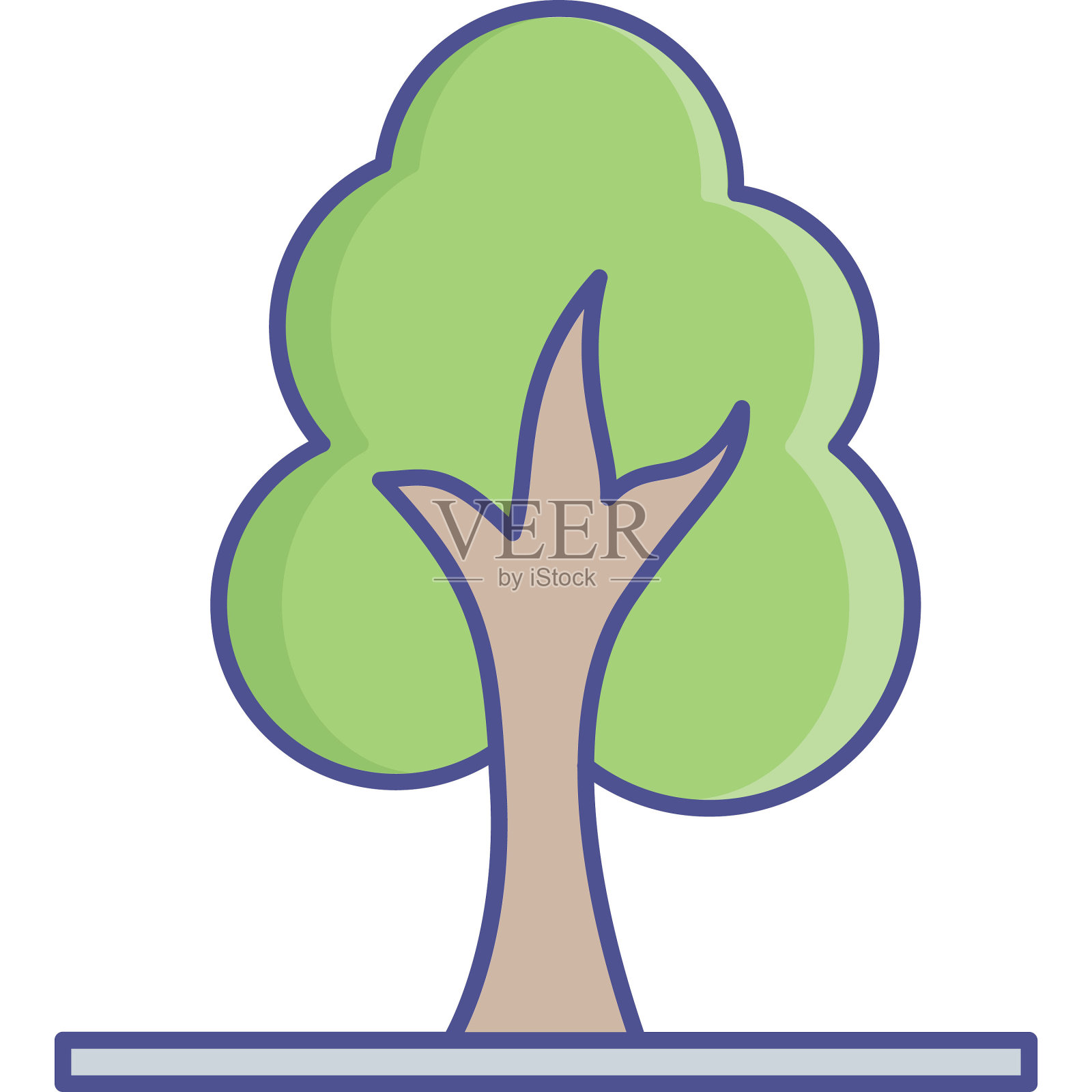 灌木树隔离矢量图标，可以很容易地修改或编辑插画图片素材