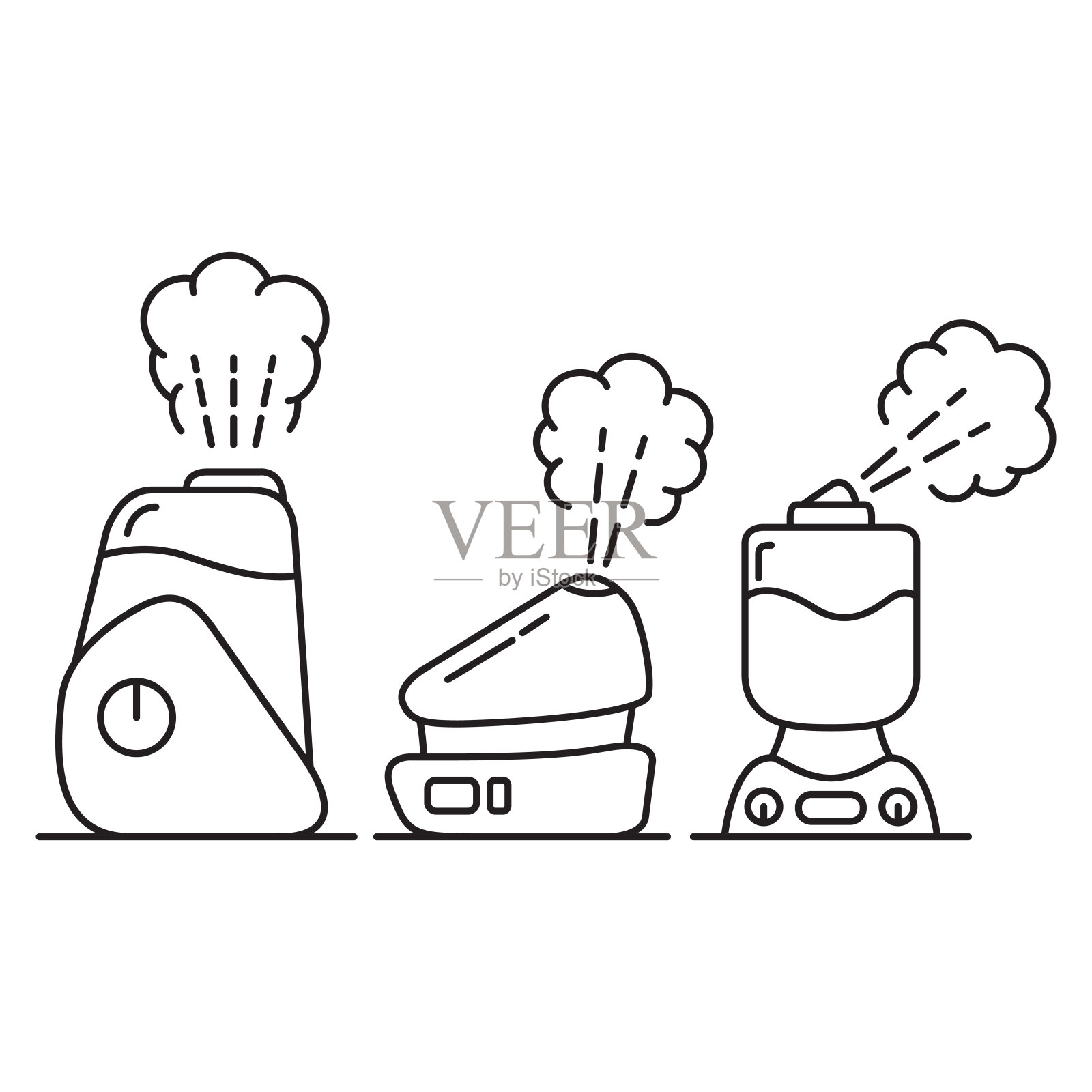加湿器图标。家用或办公设备。带蒸汽喷射的加湿器。插画图片素材