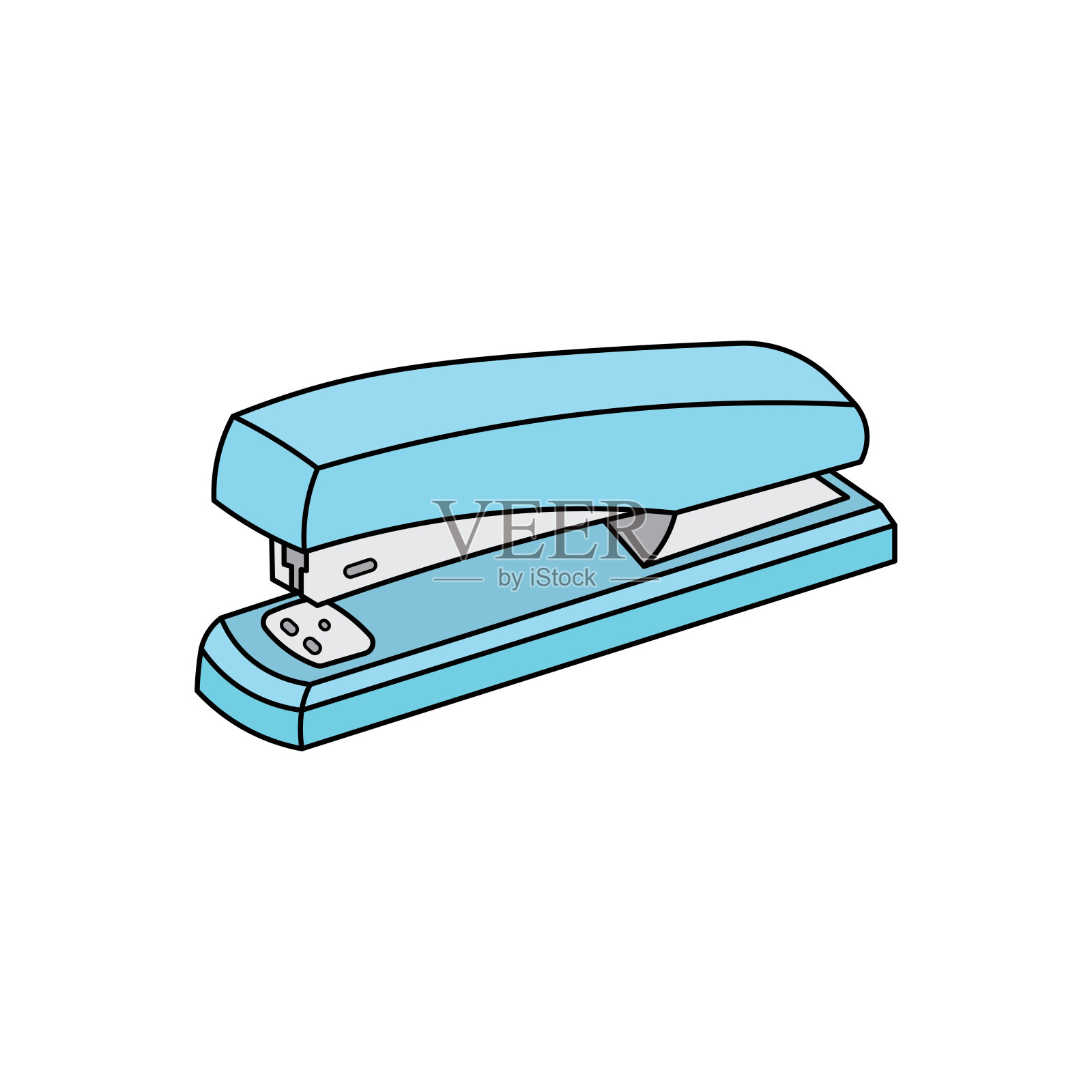 孩子们画卡通矢量插图订书机图标孤立的白色背景插画图片素材