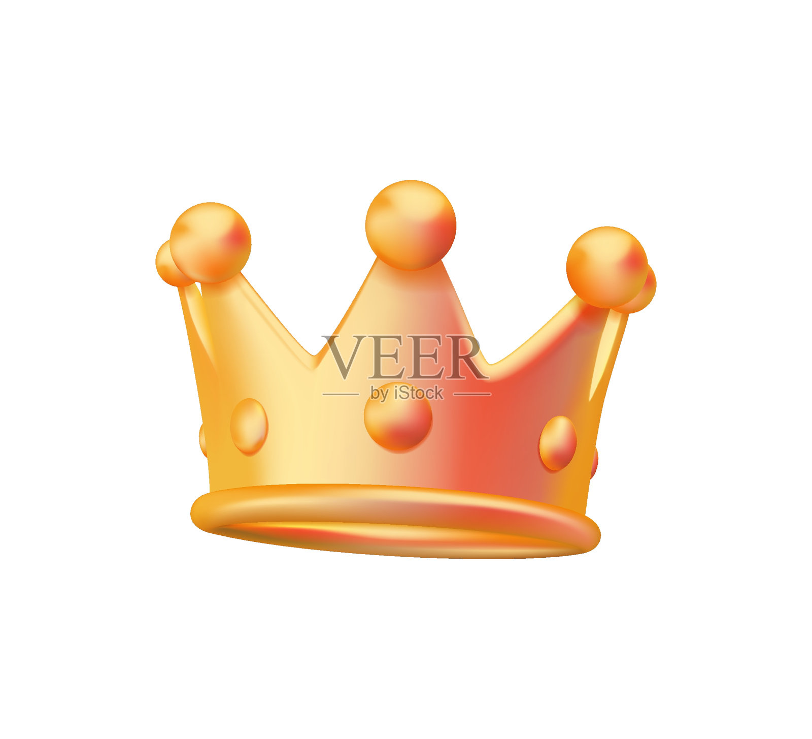 3D皇冠图标在时尚的卡通风格孤立的白色背景。3D皇冠符号为您的网站设计，标志，应用程序插画图片素材