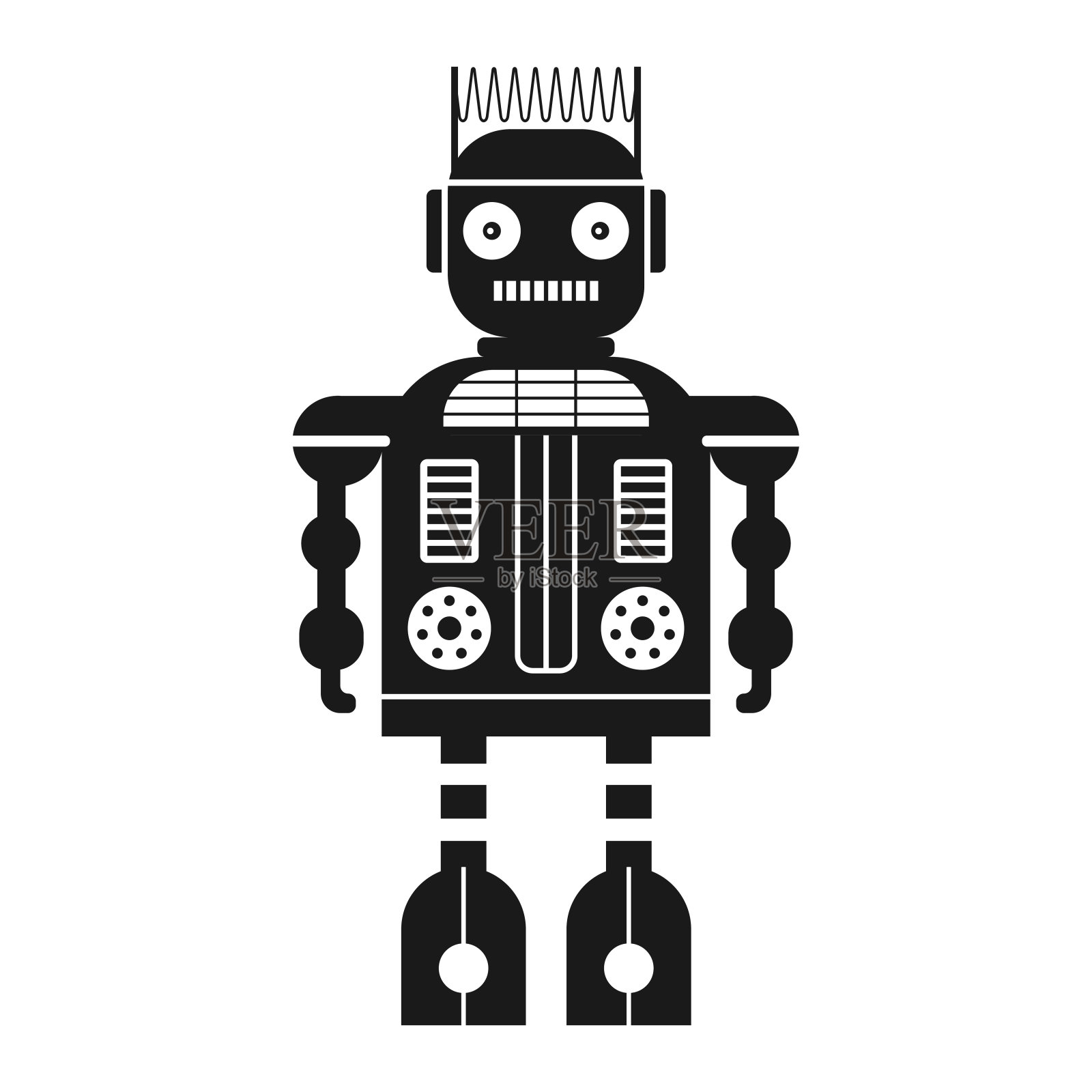 外形设计中的复古机器人机械玩具插画图片素材