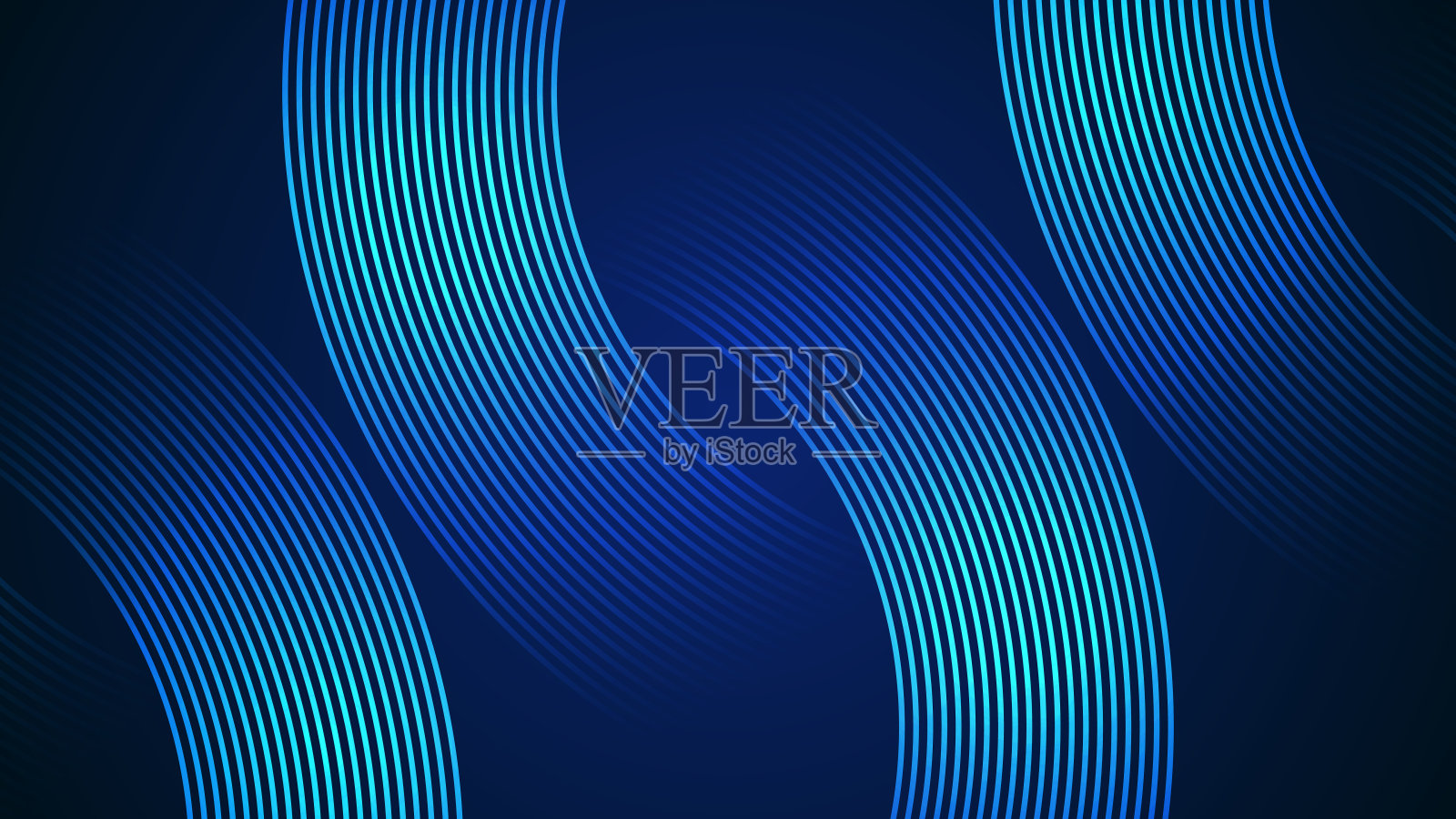 深蓝色简洁抽象的背景，以曲线风格的线条为主要元素，几何风格。插画图片素材