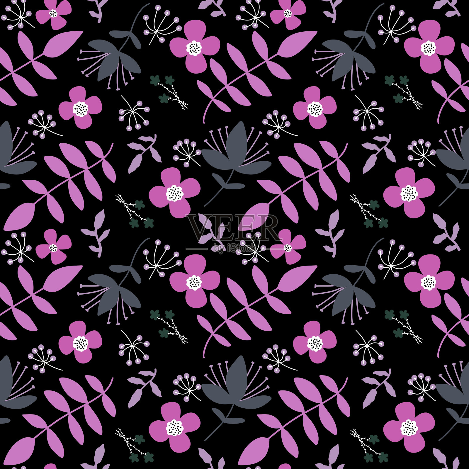 用于织物和纺织品的无缝花卉图案插画图片素材