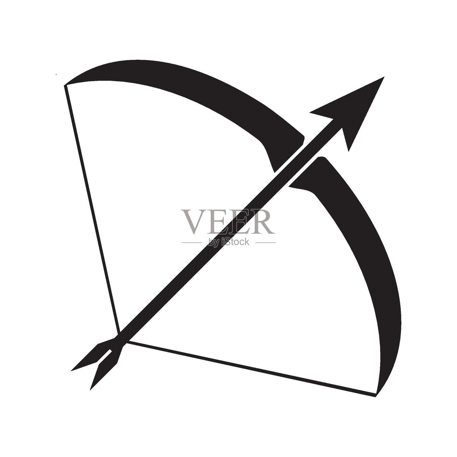 射手矢量图标，黑色的白色背景插画图片素材