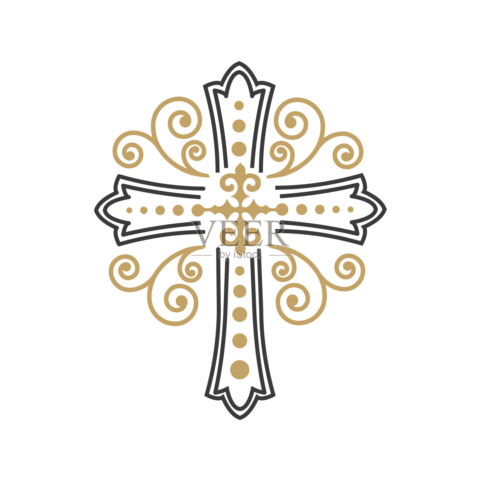 精美的十字装饰，用于印刷，装饰和设计。插画图片素材