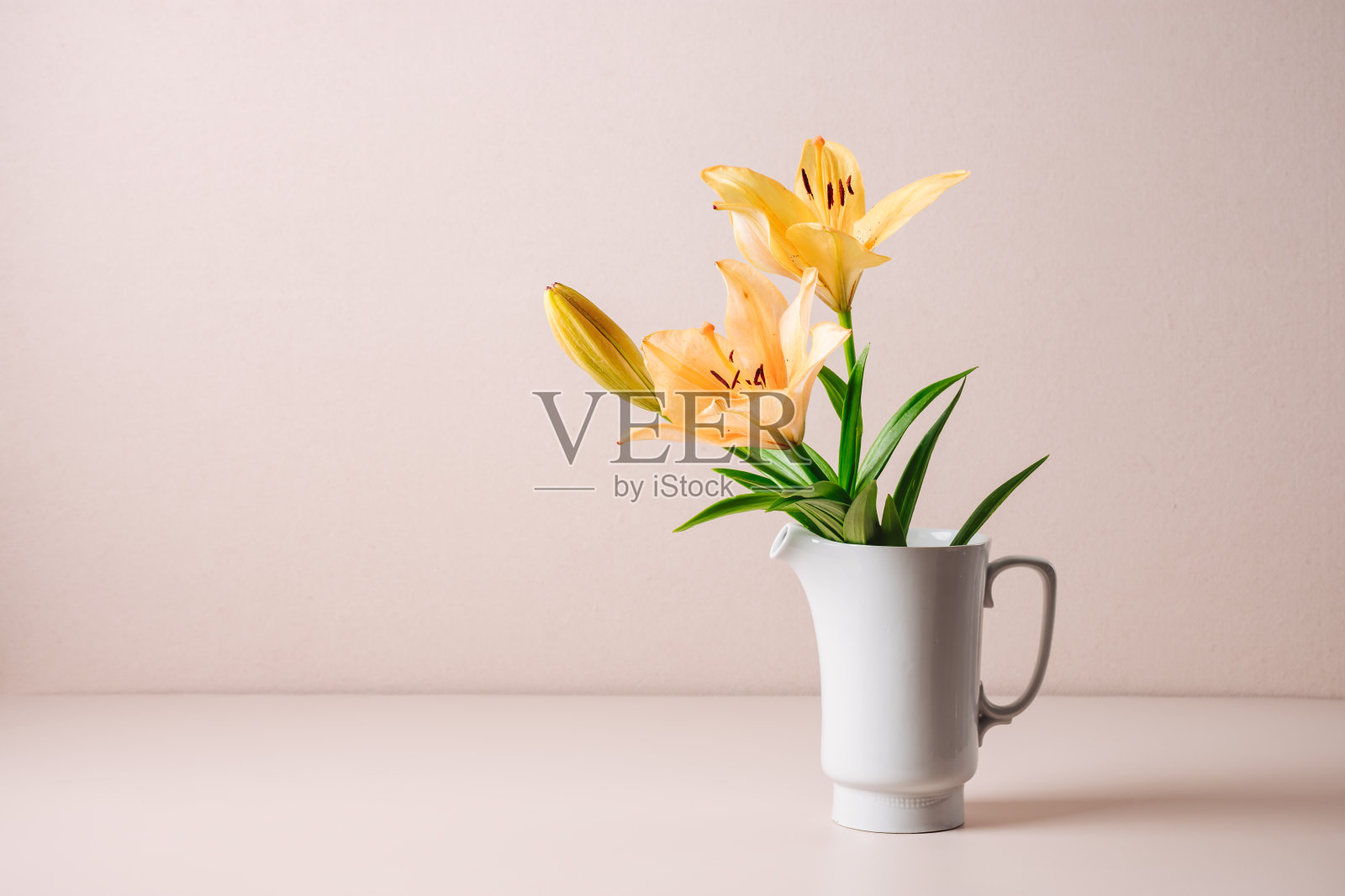 橙色的百合花。照片摄影图片