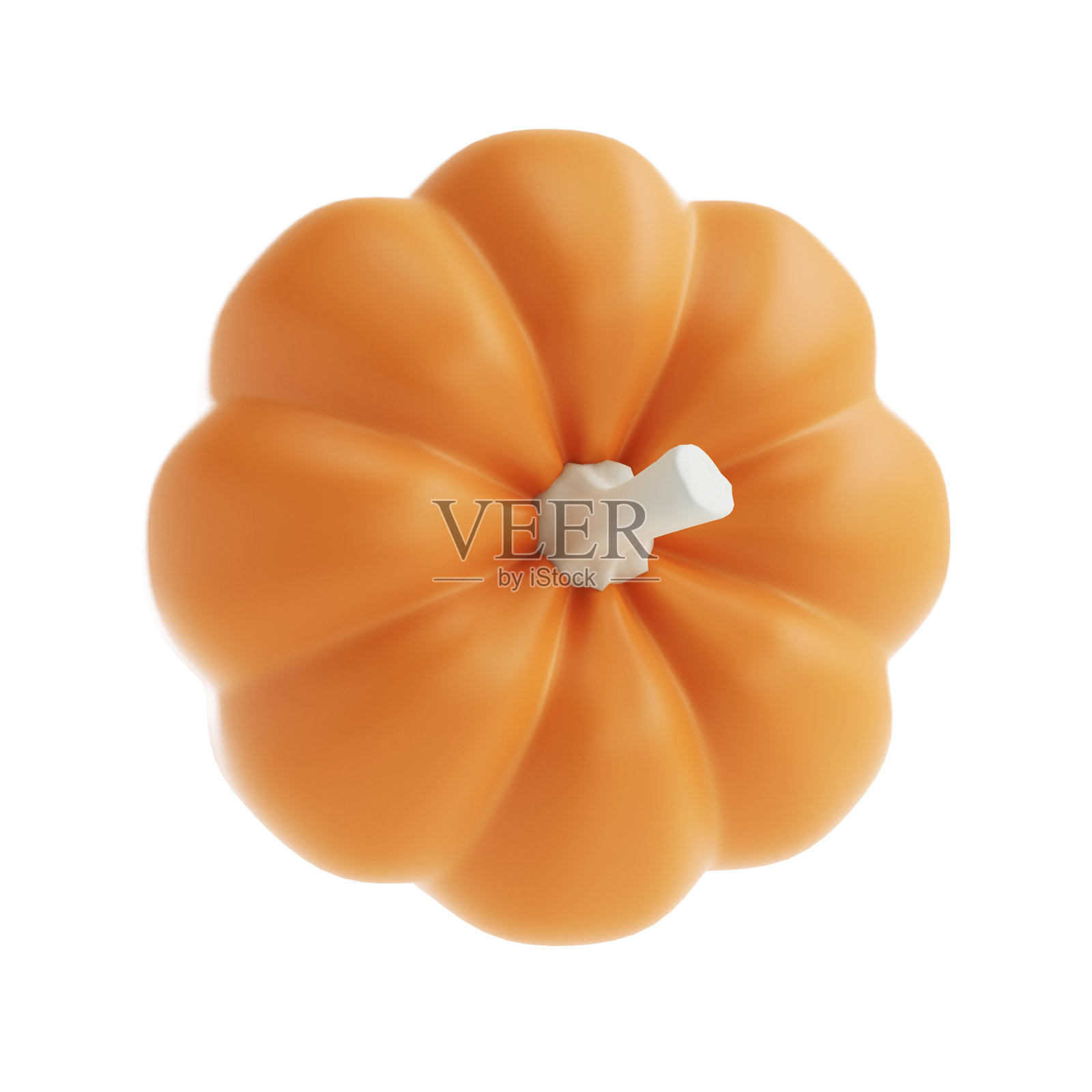 3d橙色逼真的南瓜渲染图标在卡通风格。感恩节秋季假期的设计元素。插图与剪辑路径隔离照片摄影图片