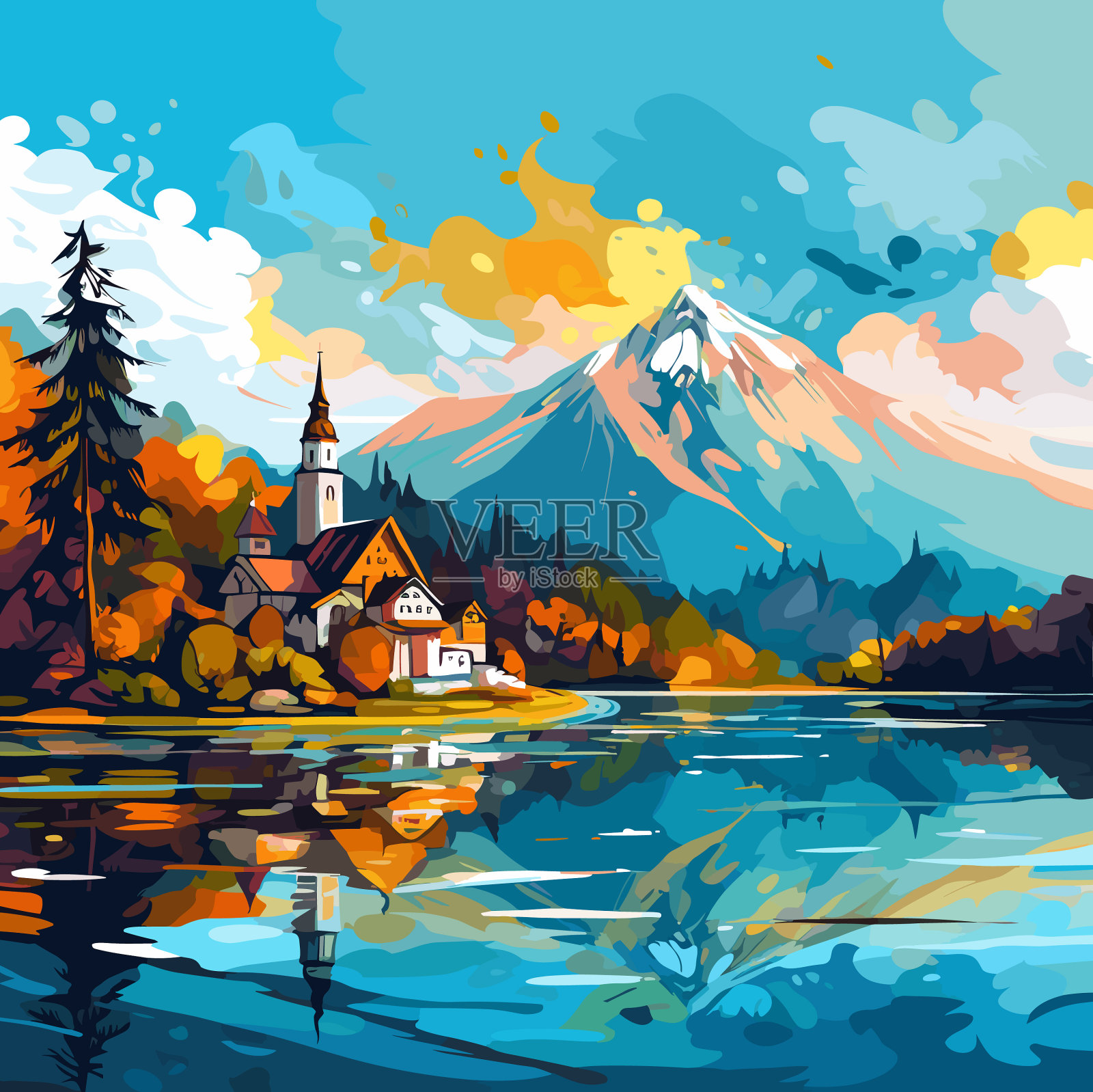 湖血手绘漫画湖血涂鸦插画图片素材