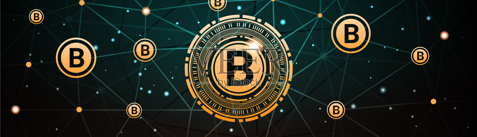 加密货币横旗比特币数字化插画图片素材