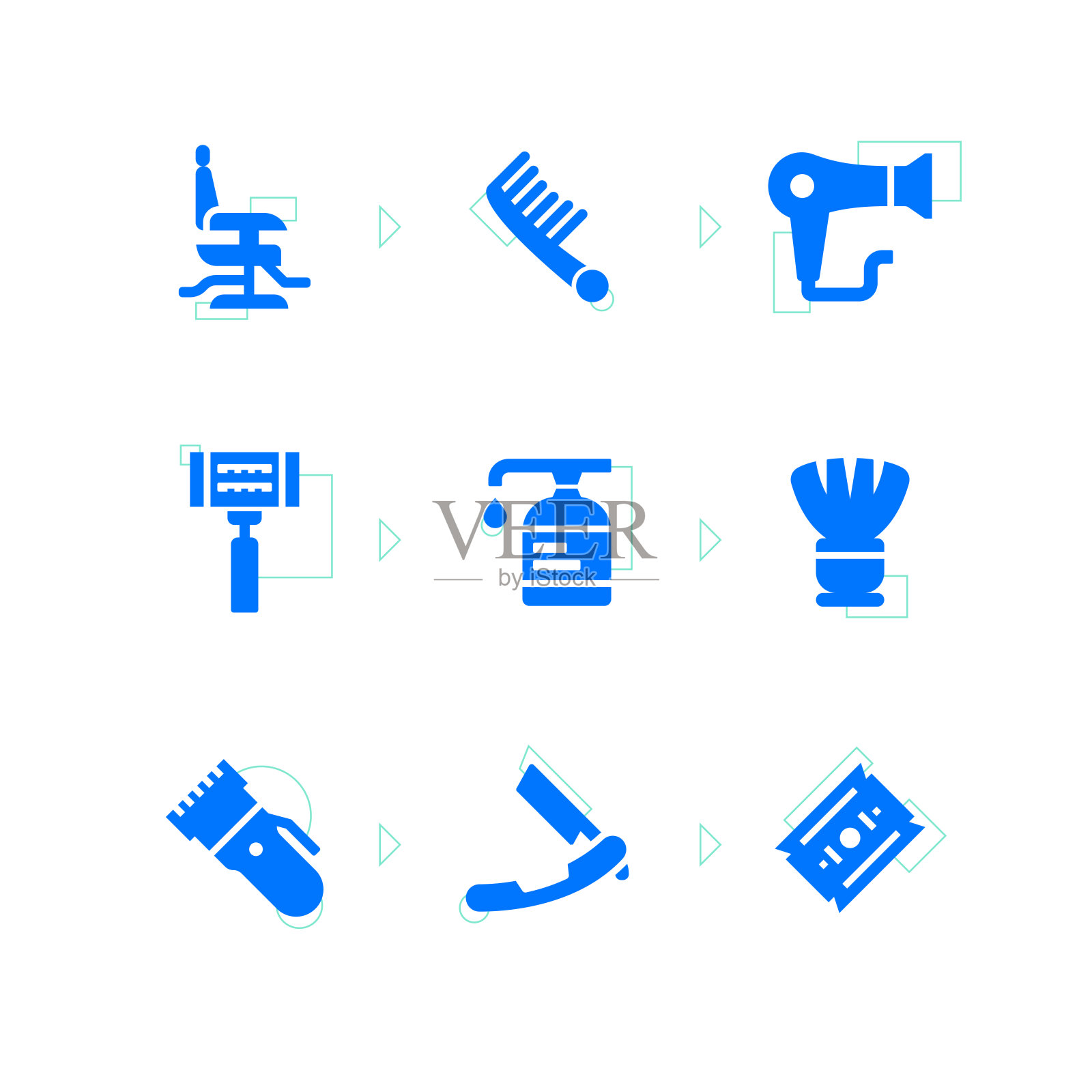 理发店图标套装图标素材