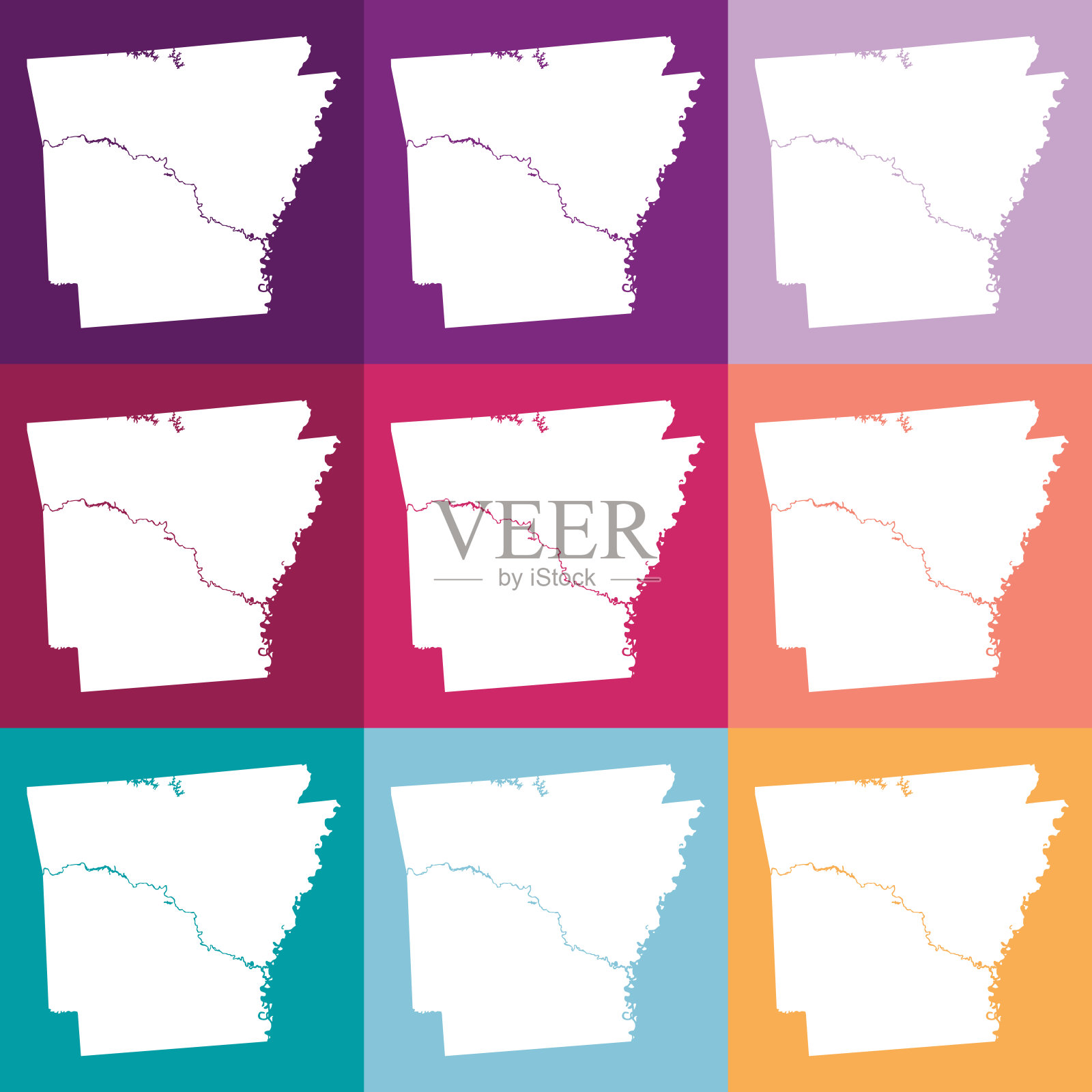 矢量阿肯色，美国地图在柔和的颜色插画图片素材