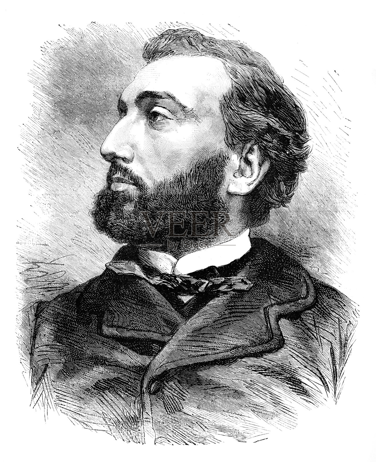 里昂·甘贝塔法国律师和共和党政治家1869年肖像插画图片素材